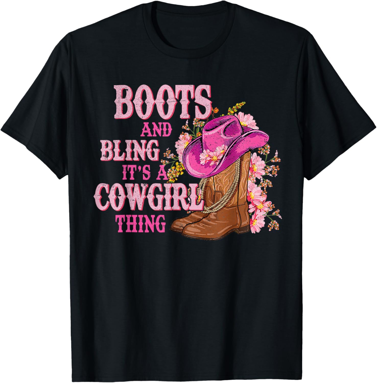 Cowgirl Style Boots and Bling Rodeo Love T-Shirt for Country Girls - 18