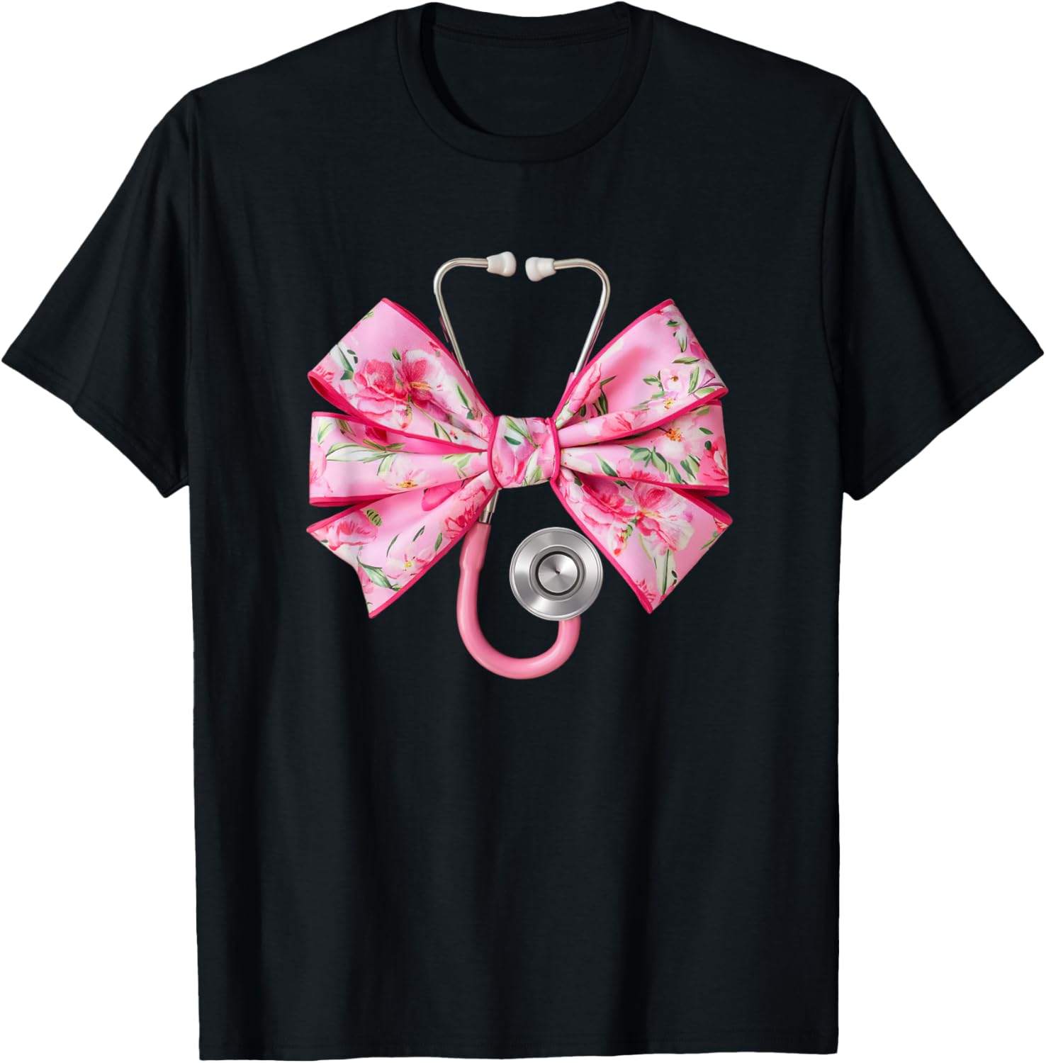 Pink Coquette Nurse Stethoscope Bow T-Shirt for Nurse Appreciation Gift - 8