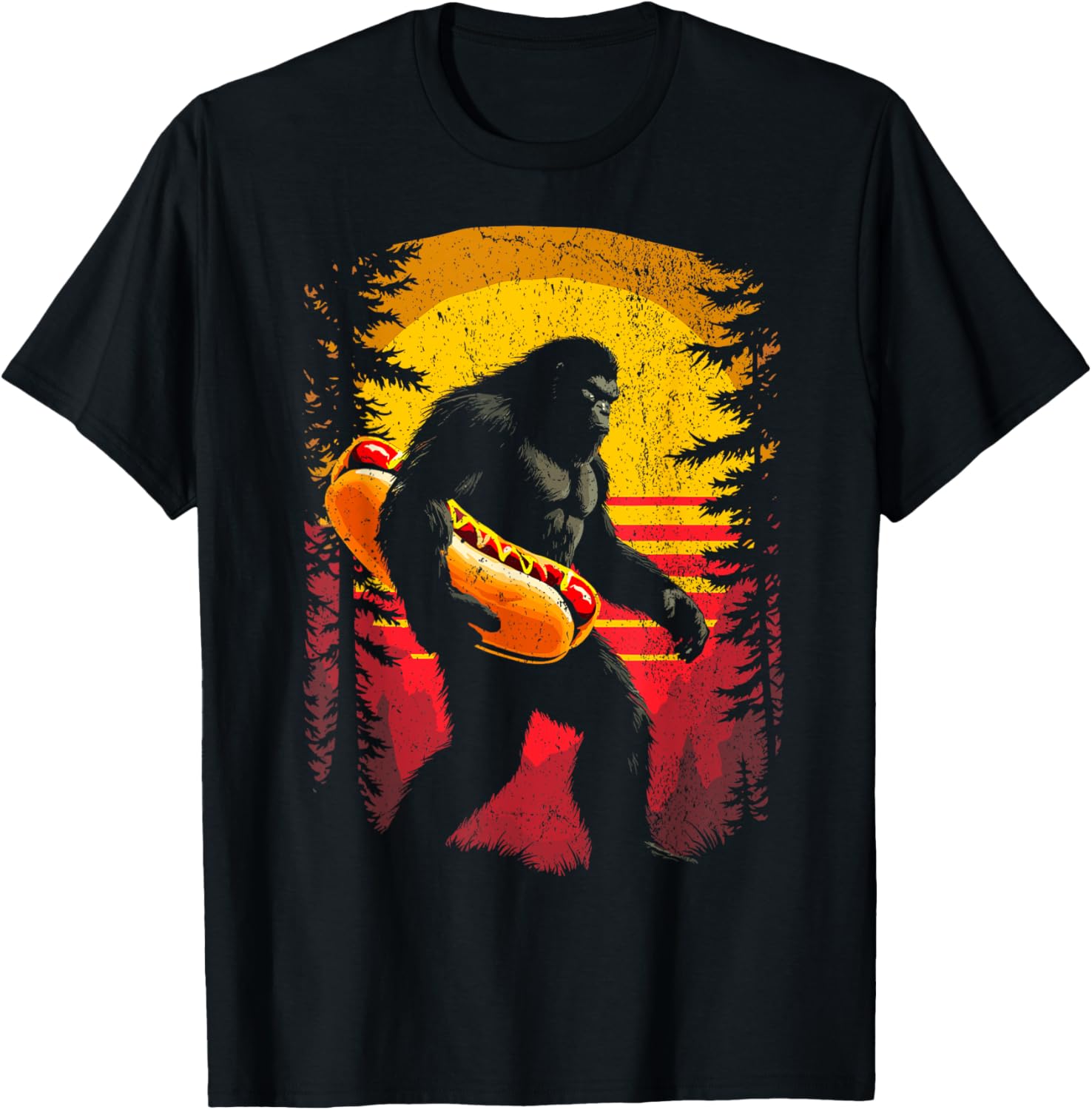 Funny Sasquatch Hotdog Retro Tee for Dog Lovers - Perfect for Everyone! - 1