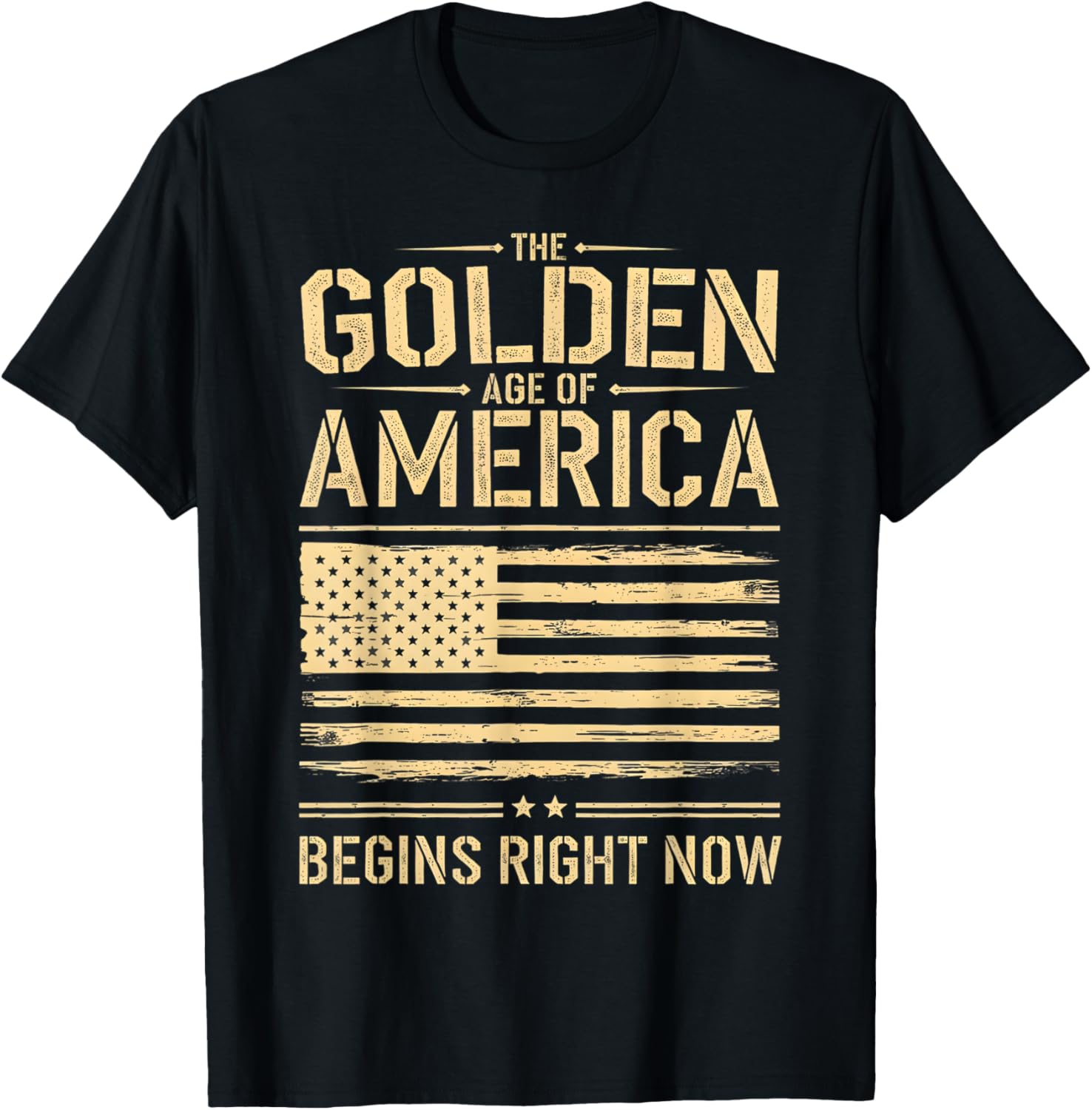 Golden Age of America Distressed T-Shirt with USA Flag Design - 20