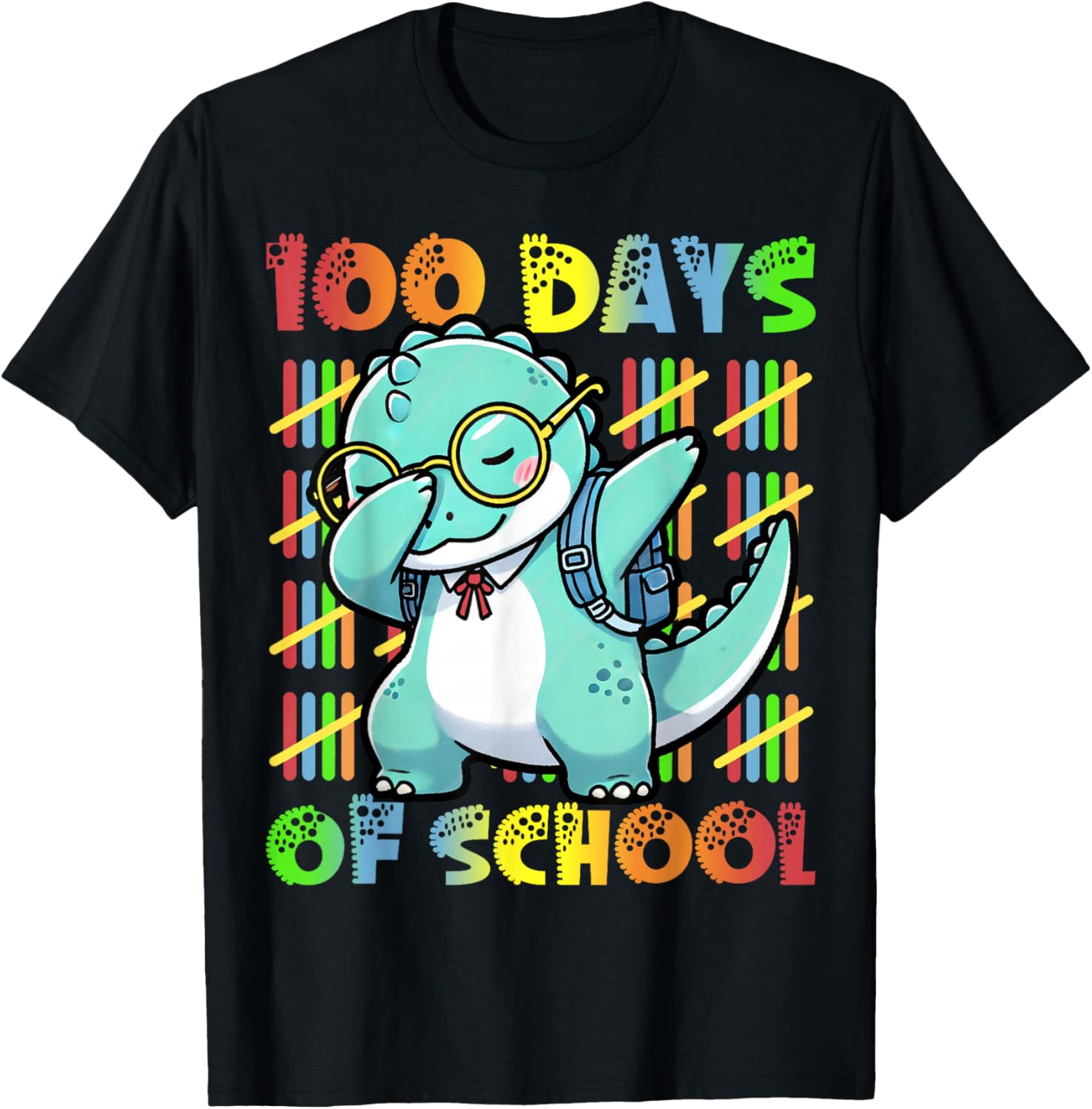 Dabbing Dinosaur 100 Days of School Kids T-Shirt for Fun Celebrations - 5