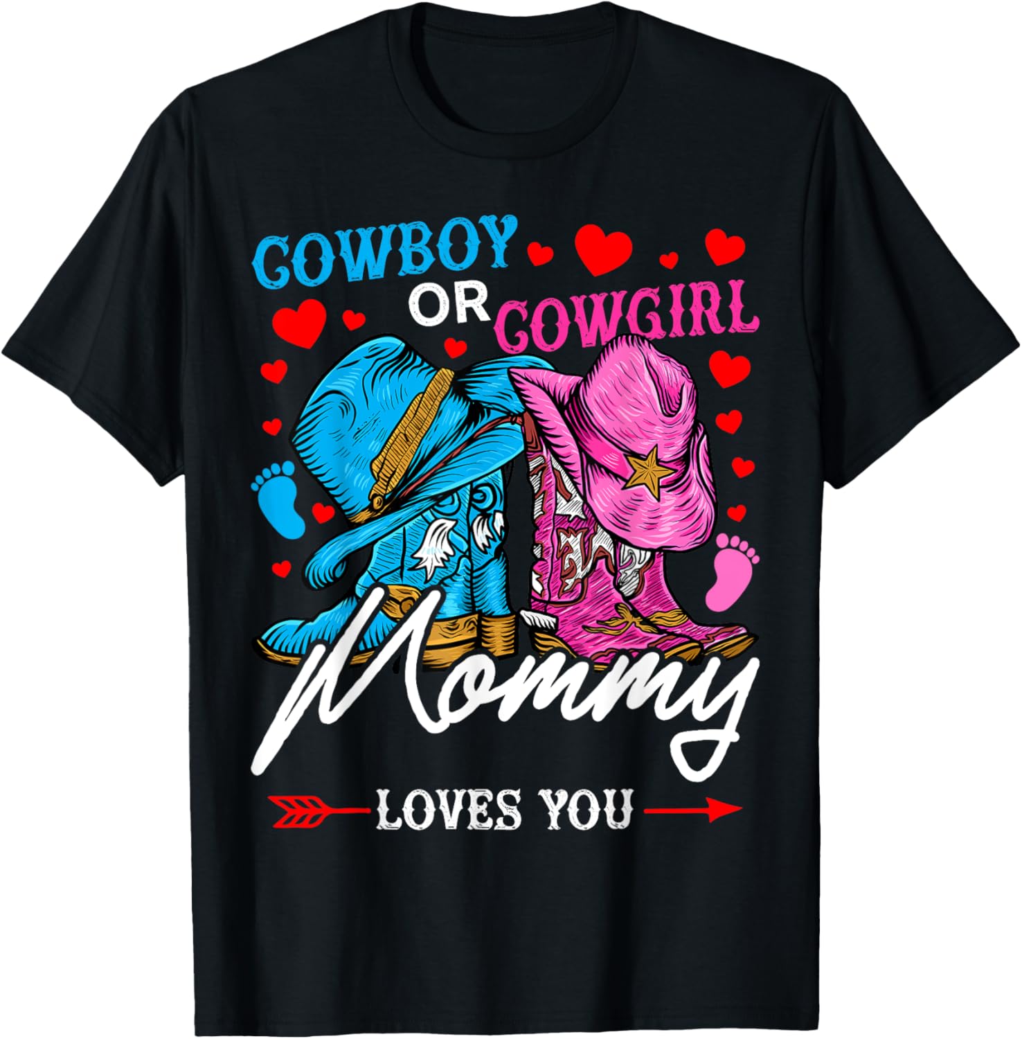 Adorable Gender Reveal T-Shirt for Mom - Cowboy or Cowgirl Style - 2