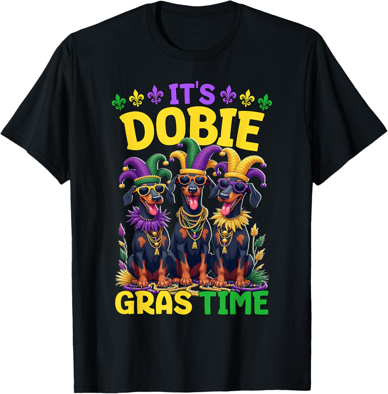 Mardi Gras Doberman T-Shirt Celebrating Carnival Festivities - 18