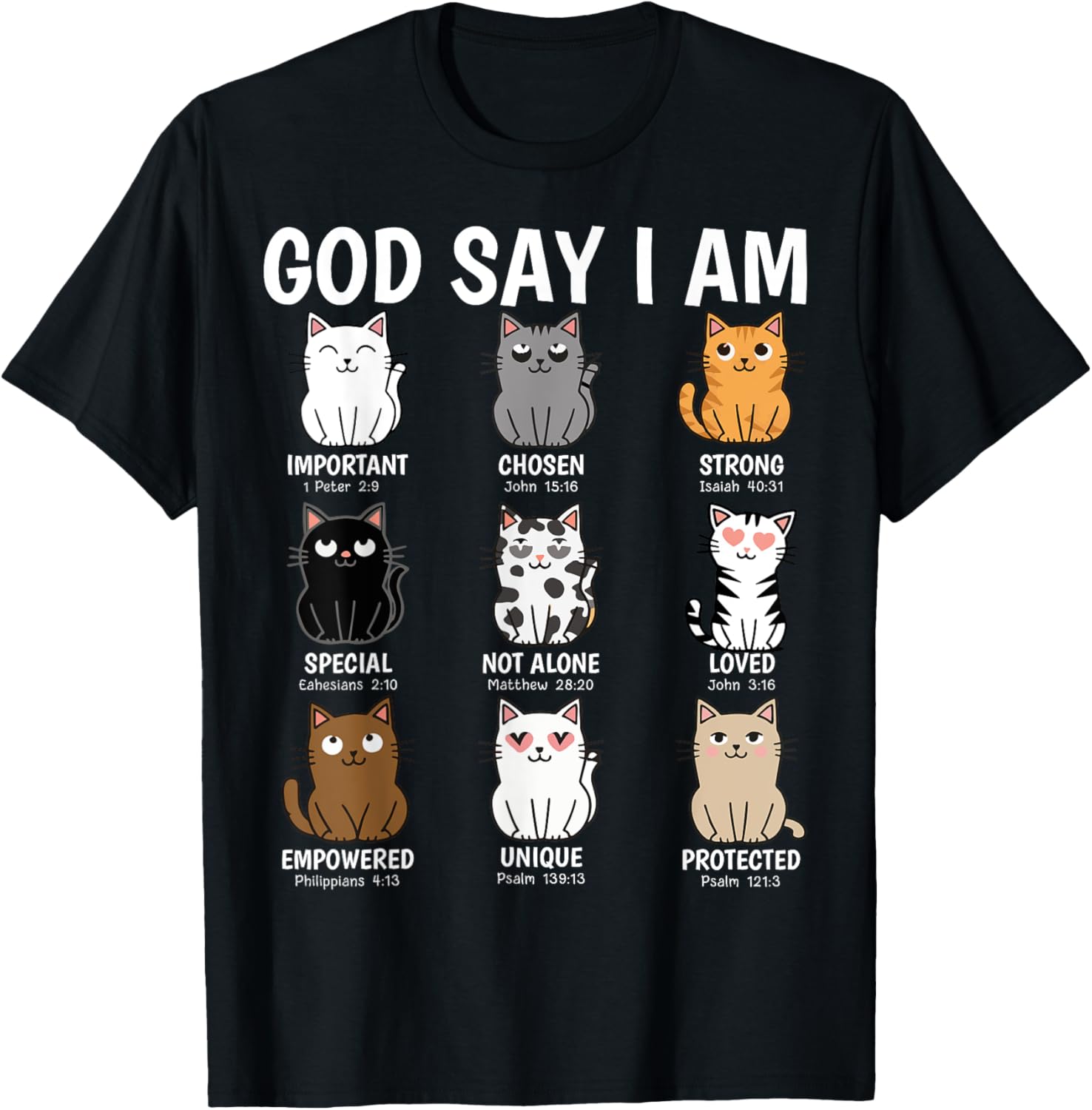 Funny Cats Bible Verse T-Shirt for Men Women Kids - Christian Cat Love - 8