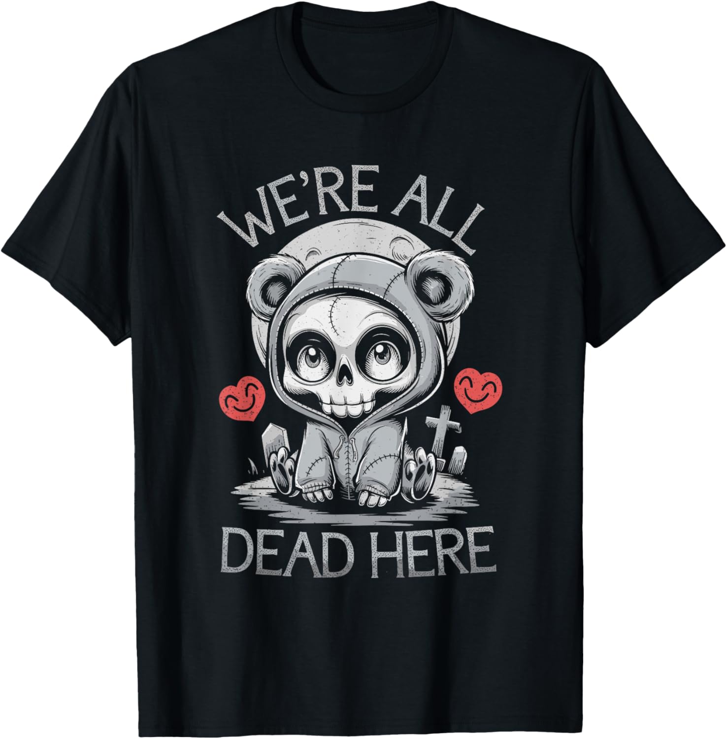 Creepy Skeleton Teddy Bear Goth Girl T-Shirt for Unique Style Lovers - 2