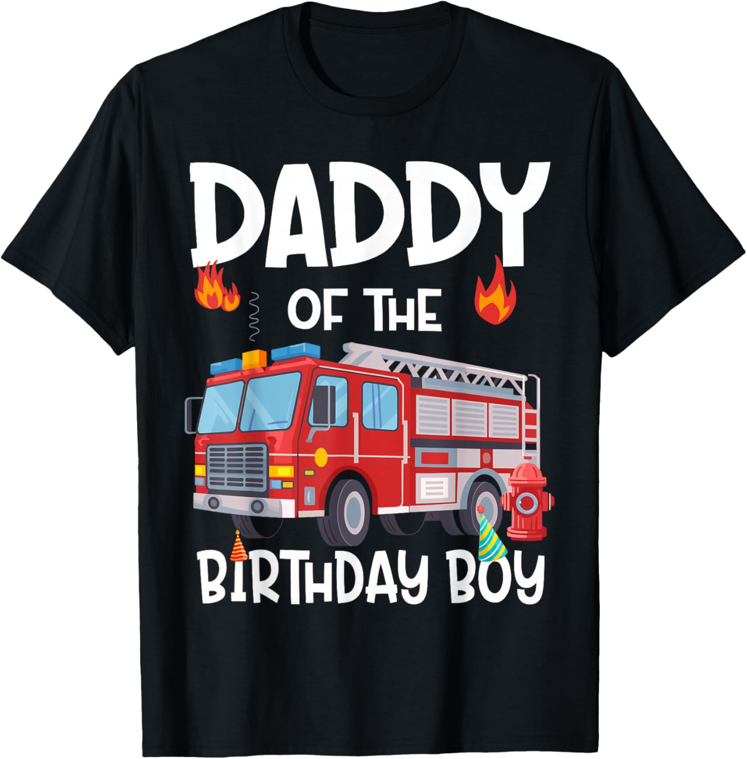 Daddy of the Birthday Boy Fire Truck T-Shirt for Proud Firefighter Dads - 7