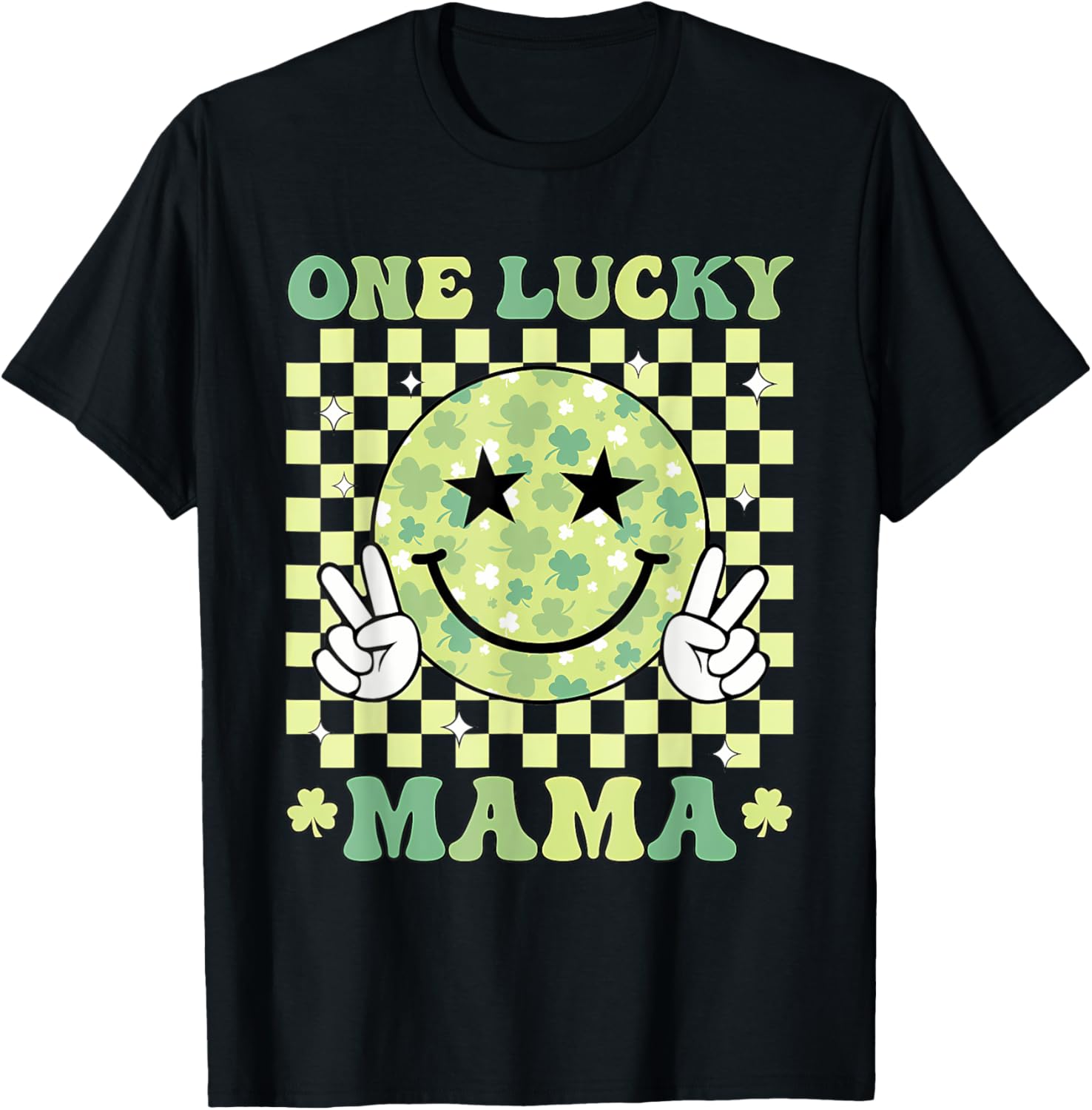 One Lucky Mama St Patricks Day 2025 Retro T-Shirt for Moms - 16