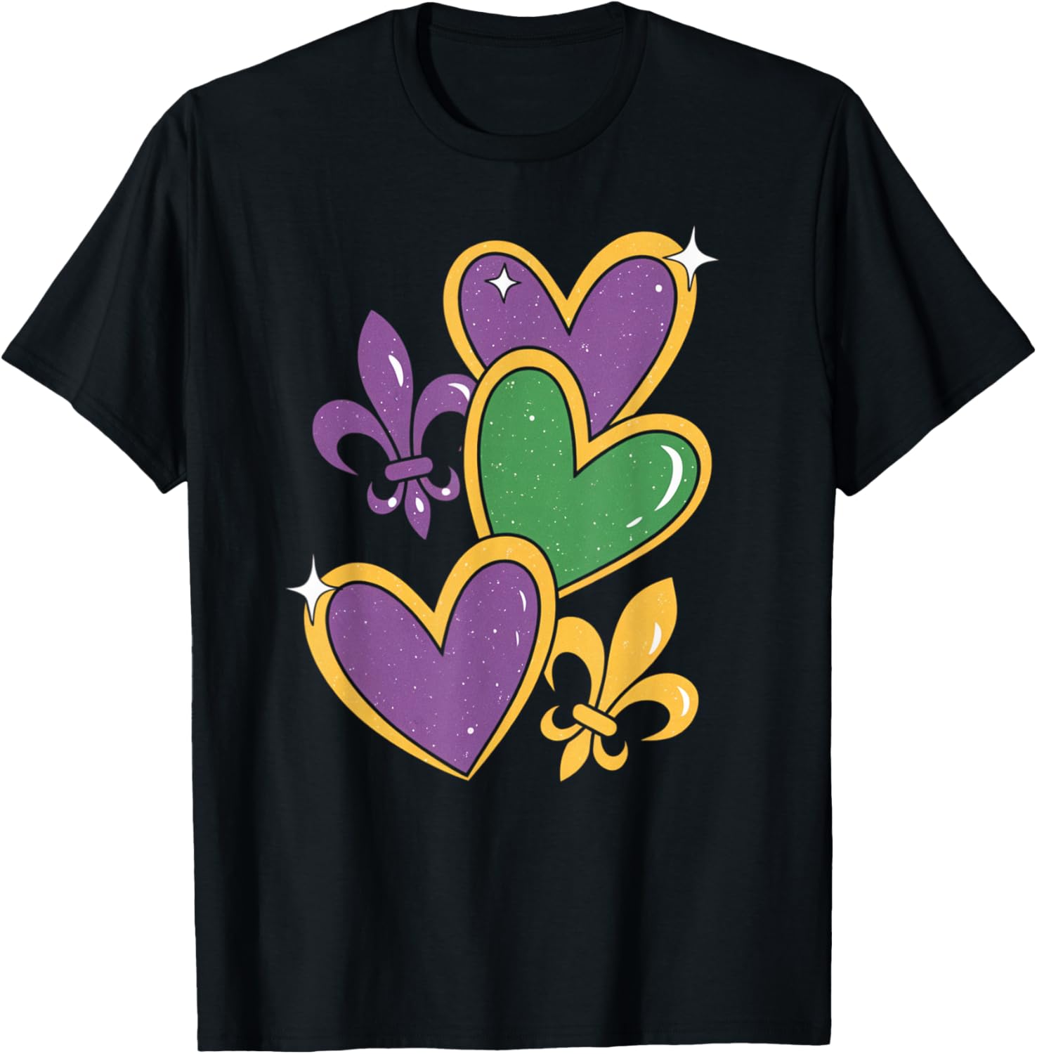 Mardi Gras Hearts T-Shirt for Women Girls Kids and Toddlers - 9