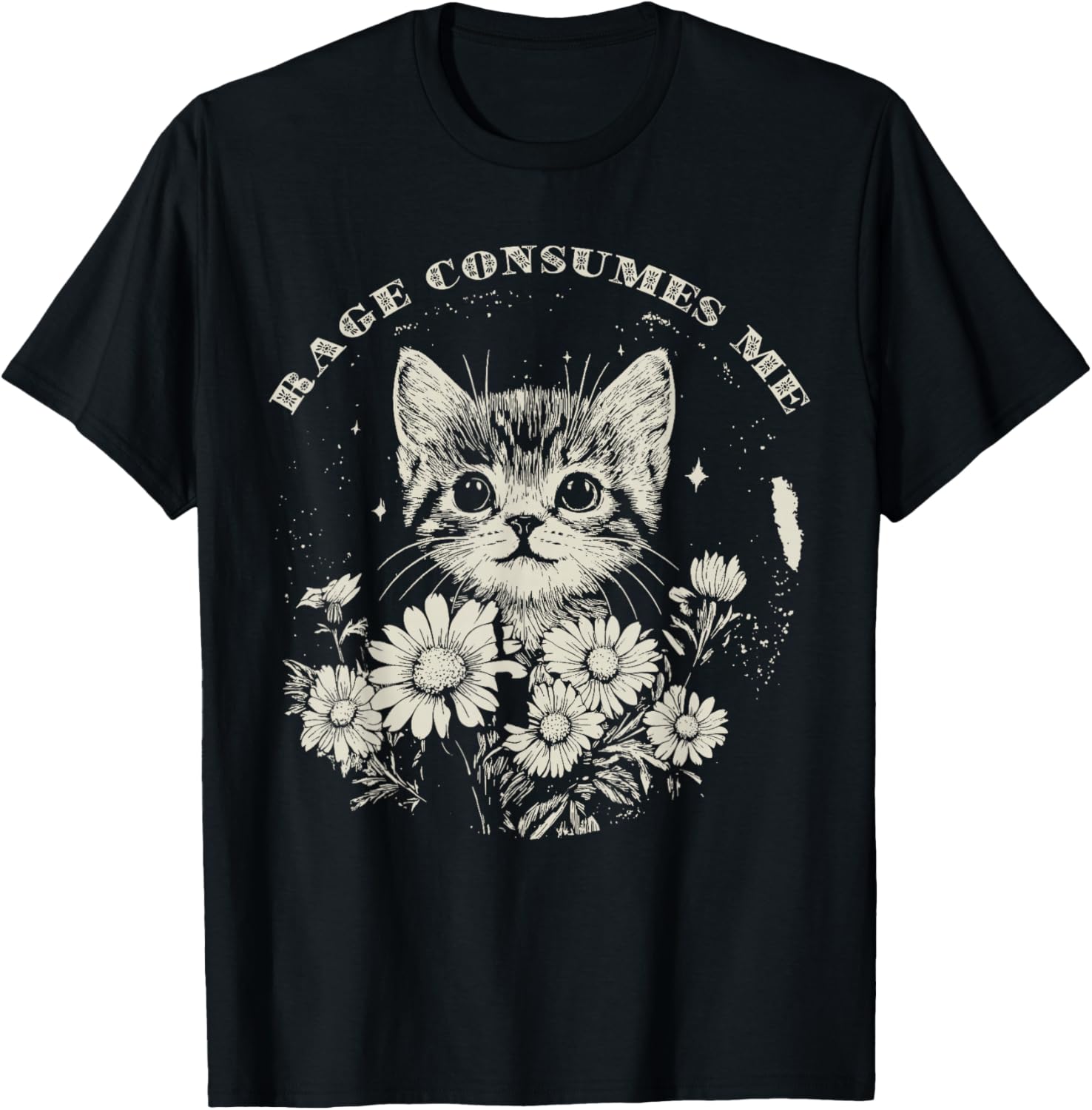 Cute Cat Rage T-Shirt Funny Sarcastic Kitten with Flower Design - 11