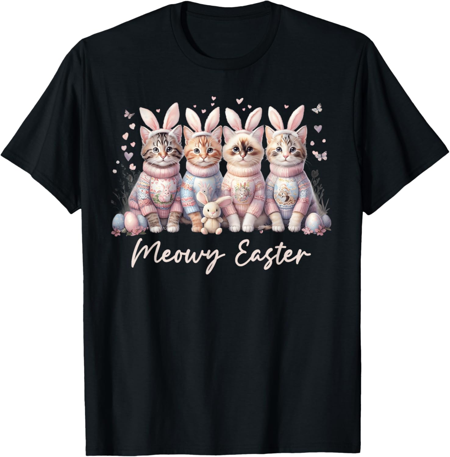 Happy Easter Bunny Cats T-Shirt for Women and Kids – Cute Spring Apparel - 14