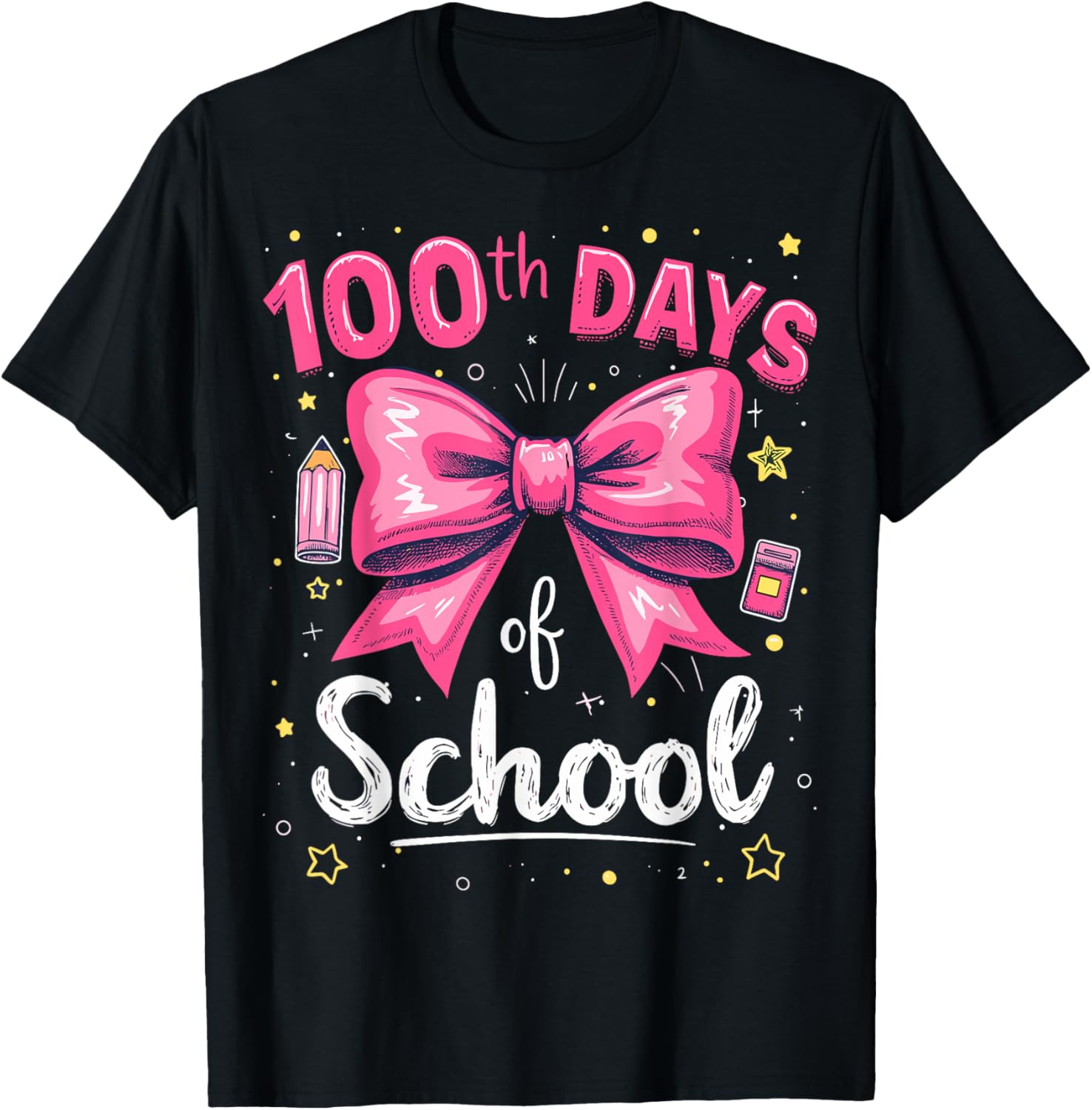 100 Days of School Teacher Coquette Bow T-Shirt for 100th Day Celebration - 10