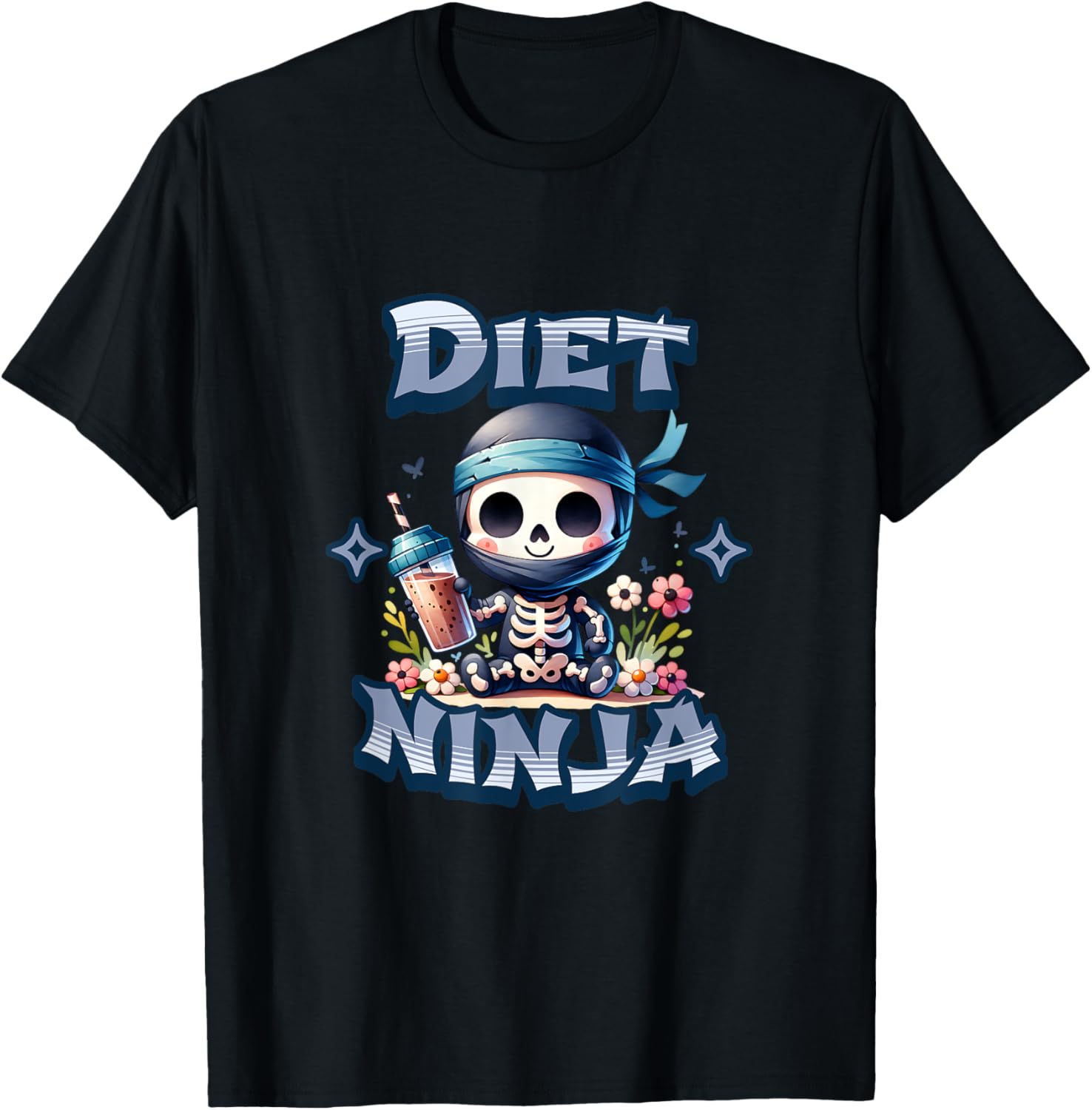 Cute Diet Ninja Protein Shake Skeleton Ninja T-Shirt for Fun Fitness Style - 12