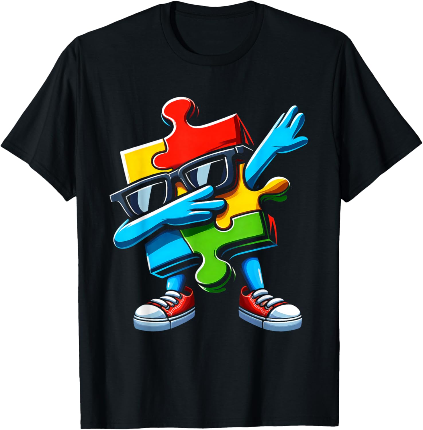 Autism Awareness Dabbing Puzzle Piece T-Shirt for Boys - 1