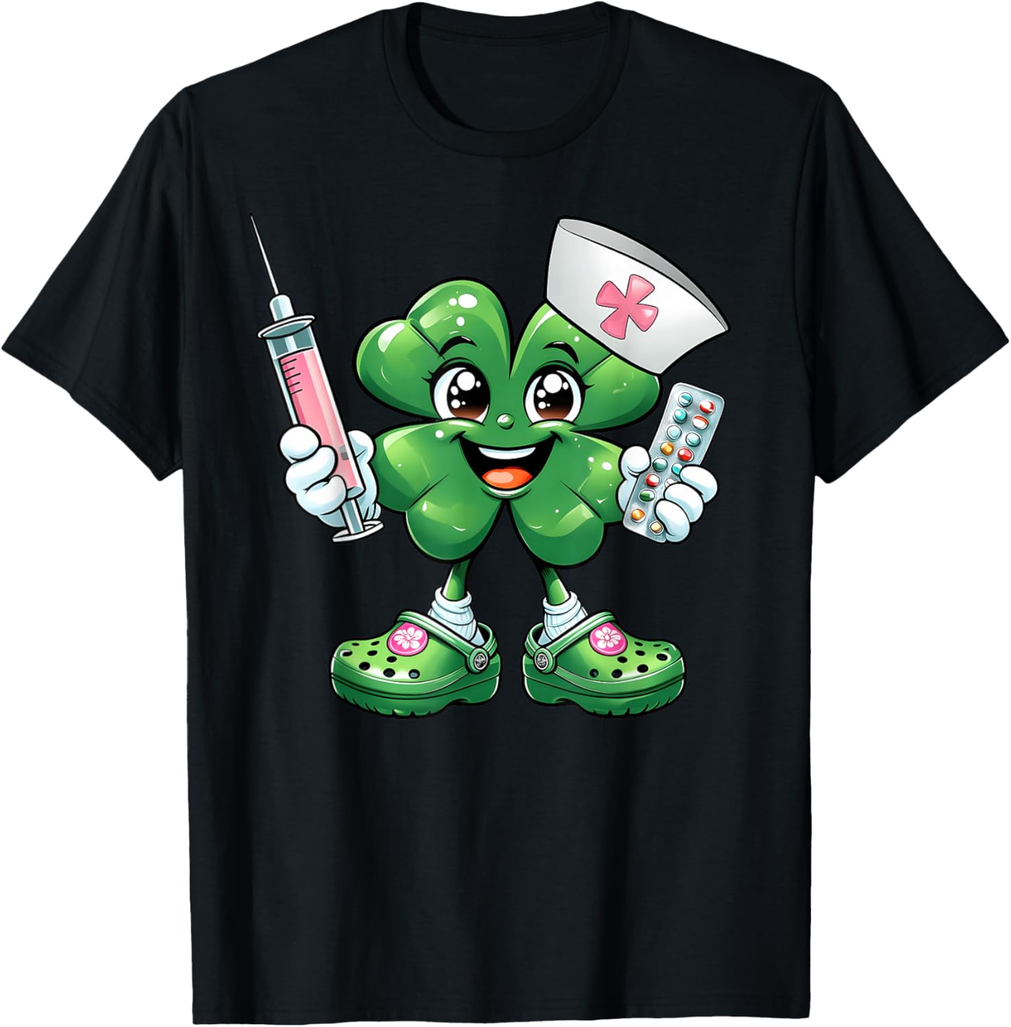 Saint Pattys Scrub T-Shirt for Nurses with Shamrock Design - Women's Apparel - 10