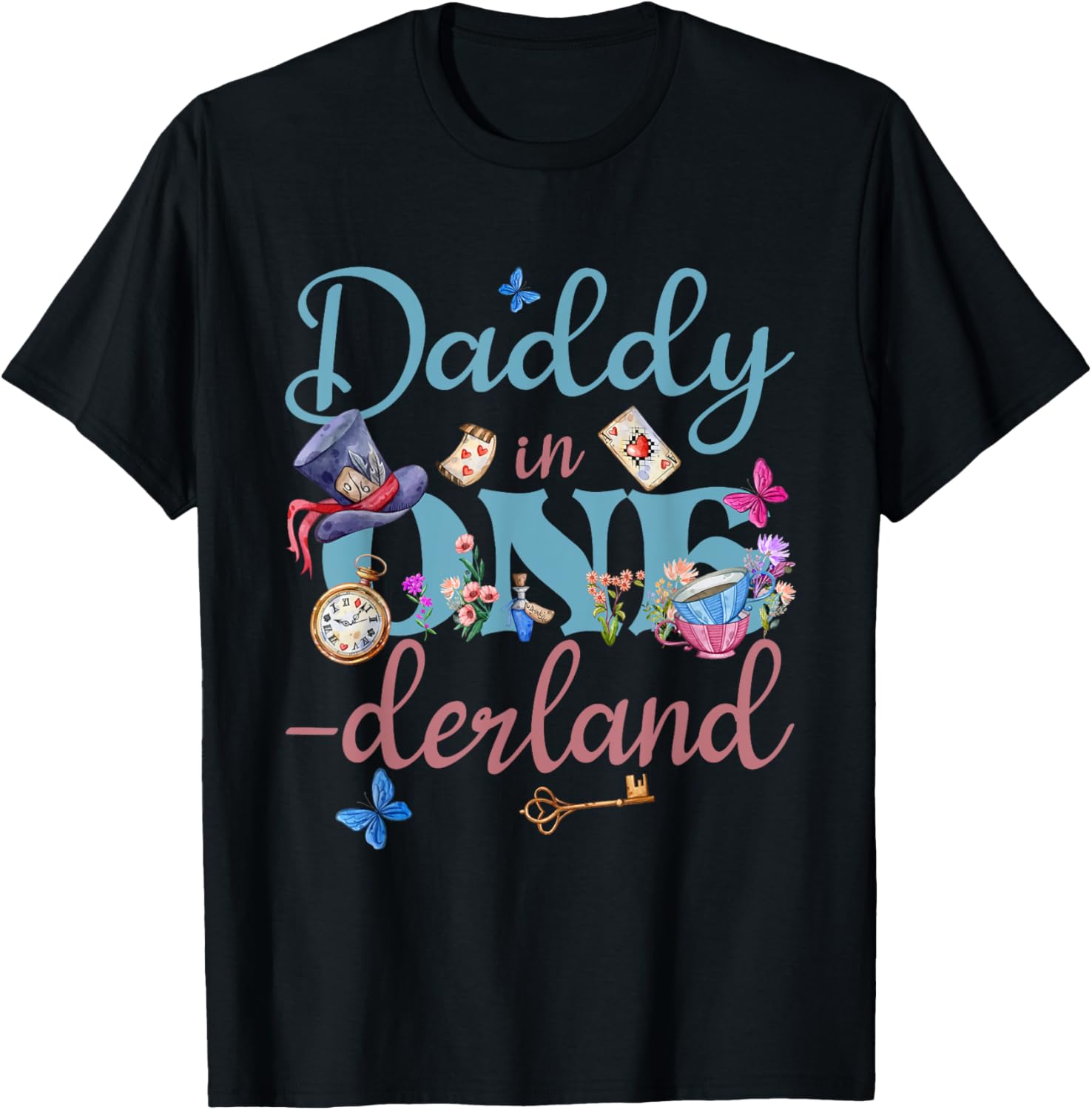 Alice in ONEderland Daddy of Birthday Girl T-Shirt for Celebrations - 16