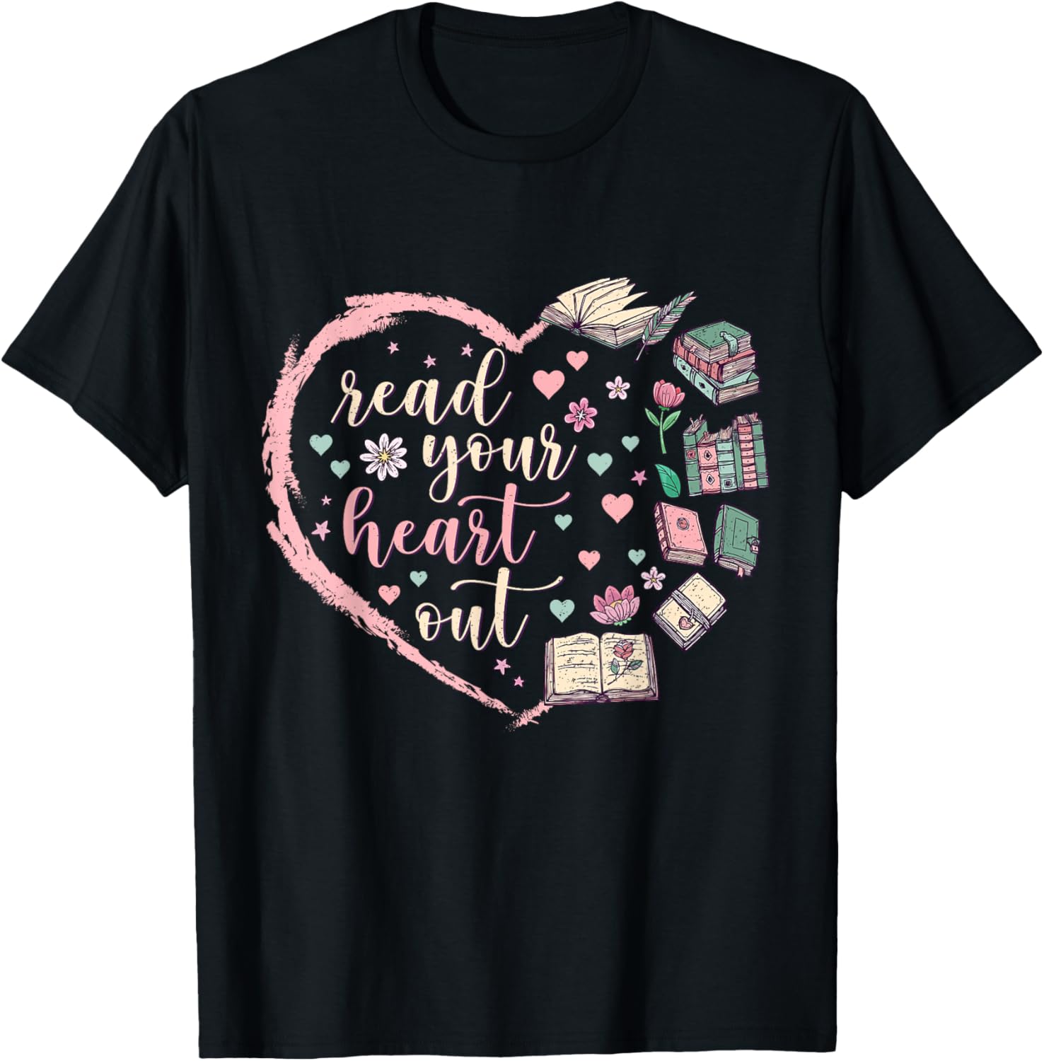 Valentine's Teacher T-Shirt for Book Lovers - Read Your Heart Out Design - 7