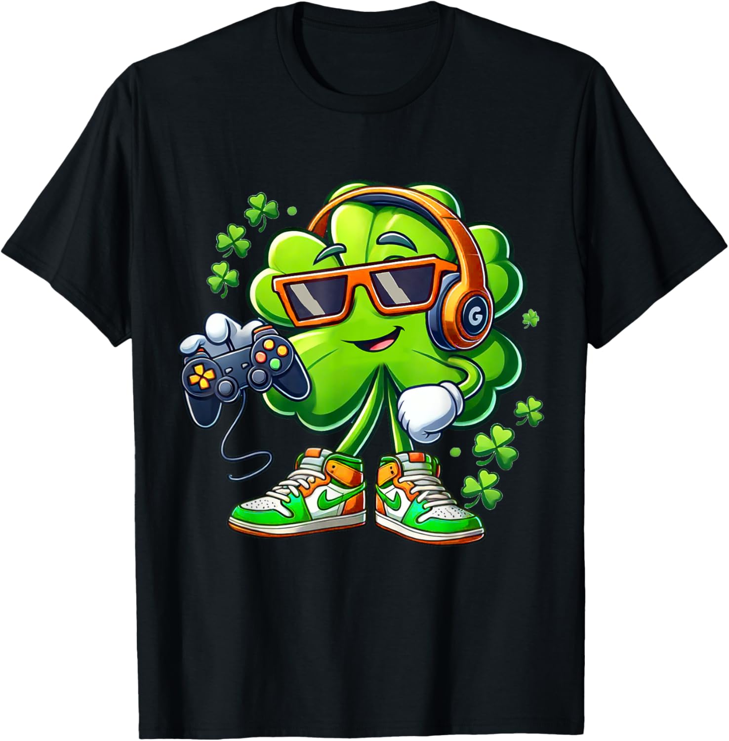 Funny St Patricks Day Gamer T-Shirt for Boys with Shamrock Design - 13