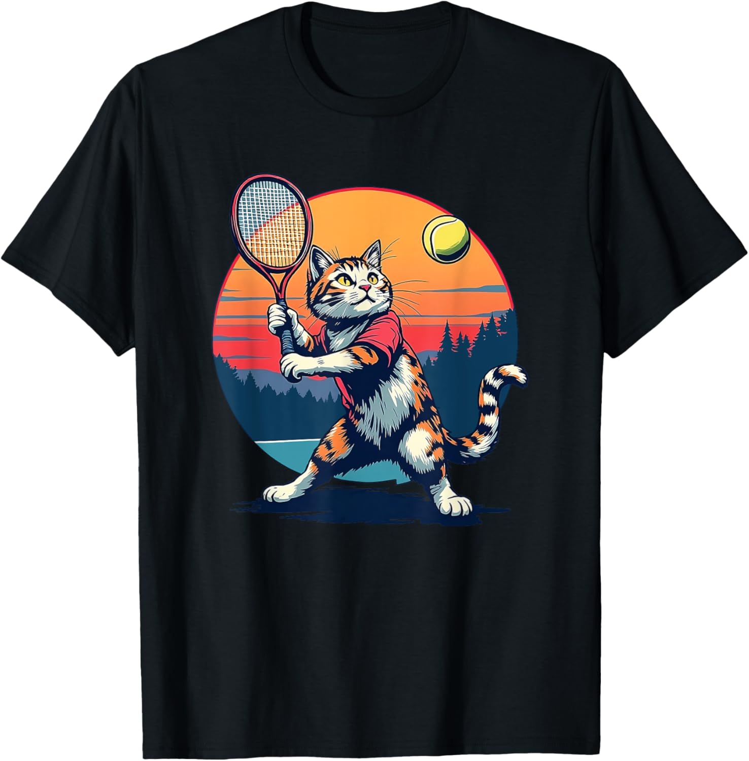 Funny Cat Playing Tennis T-Shirt for Cat Lovers - Unisex Apparel - 11