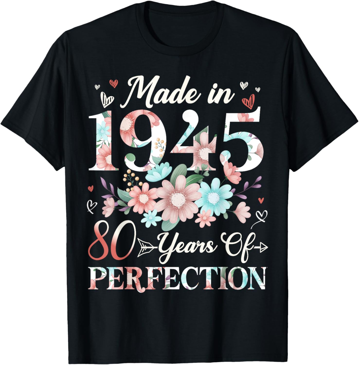 Floral 80th Birthday T-Shirt for Women - Celebrating 80 Years of Joy - 2