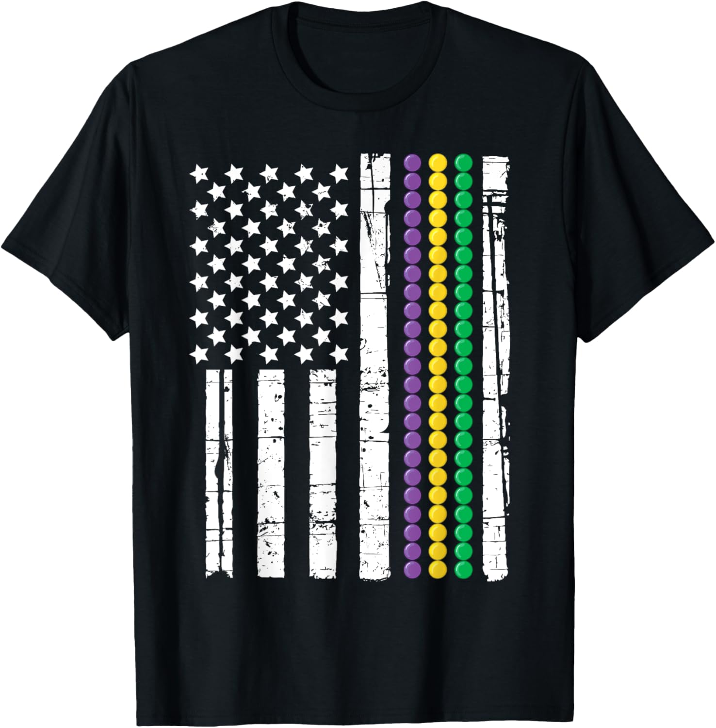 Mardi Gras USA Flag T-Shirt for Festive Celebrations and Events - 3