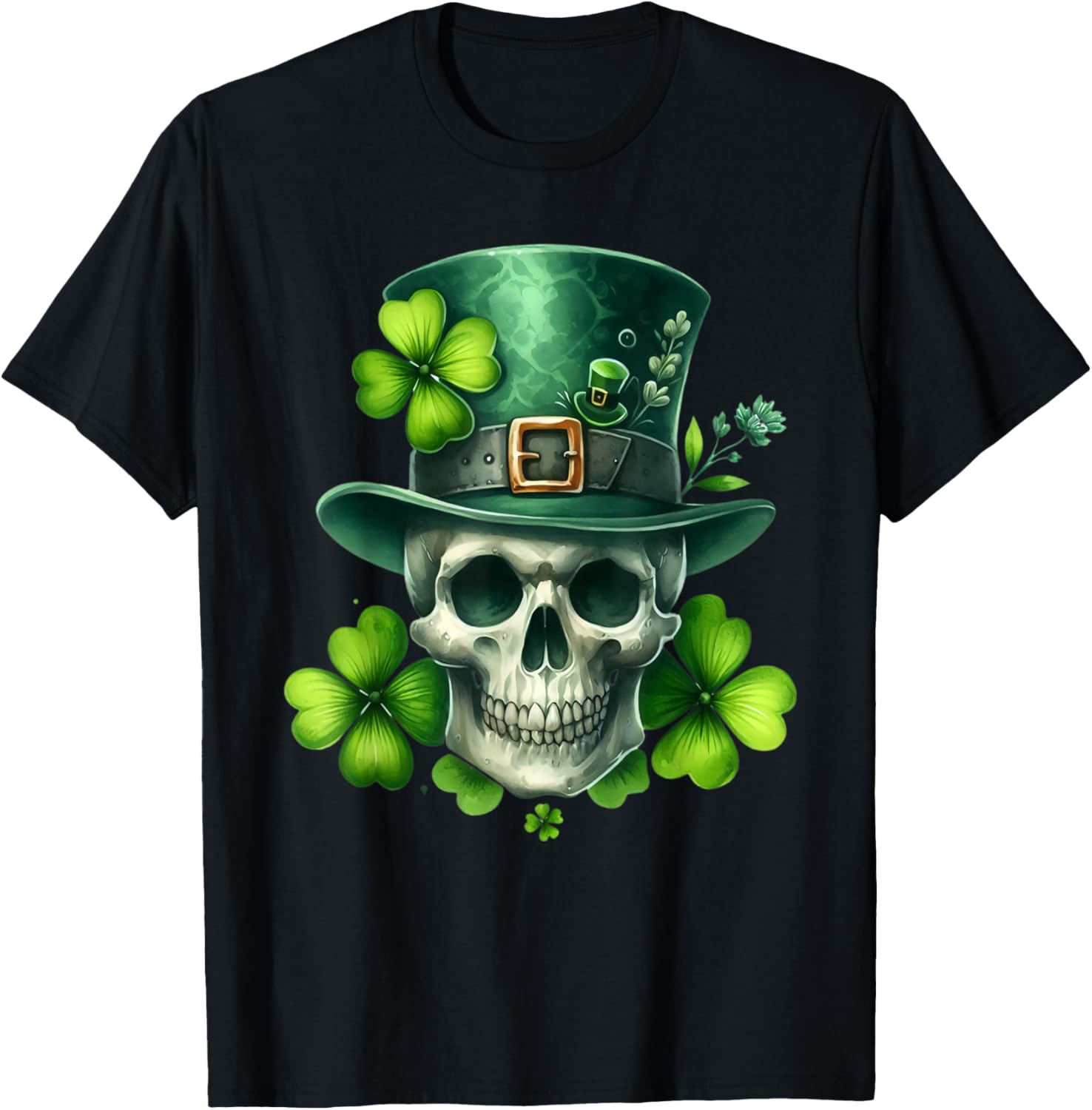 Saint Patrick Irish Sugar Skull T-Shirt for Unique St Patricks Day Style - 1
