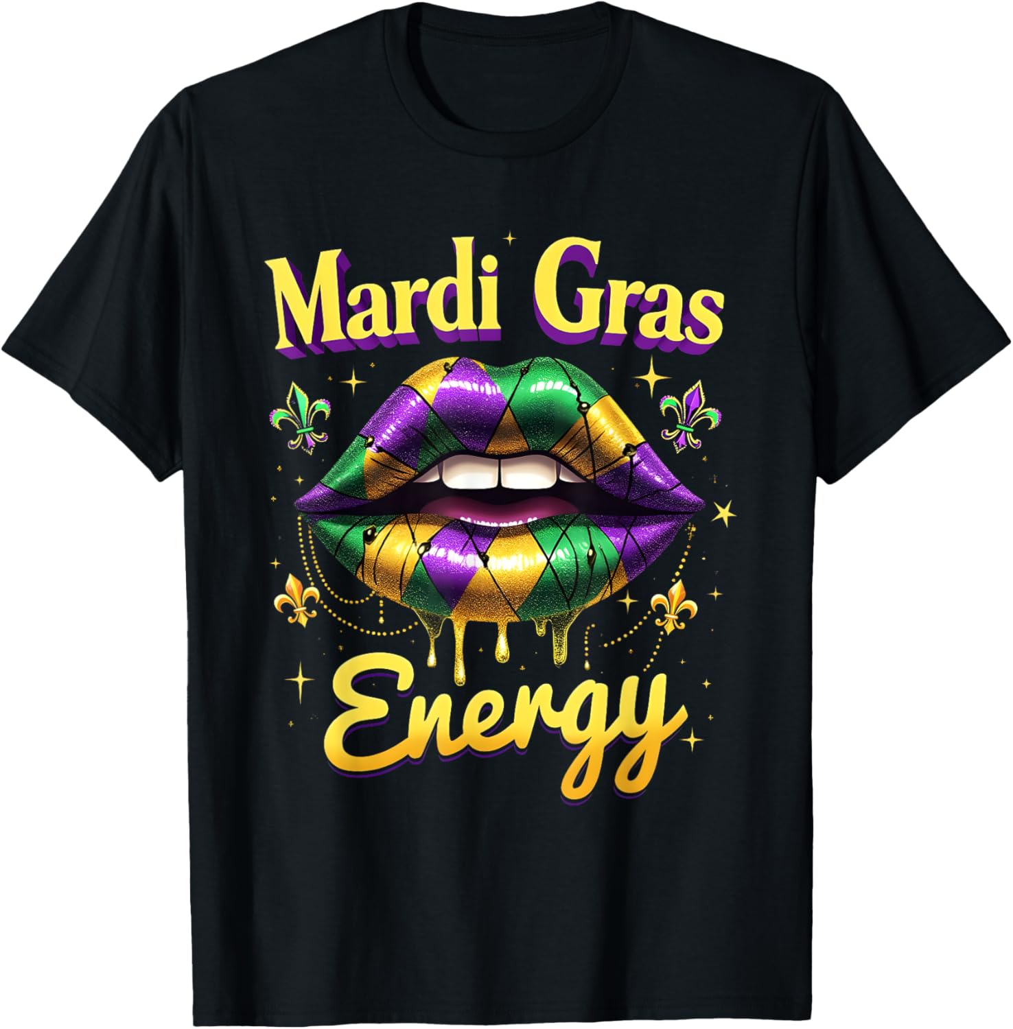 Mardi Gras Energy Carnival Lips T-Shirt New Orleans 2025 Costume Wear - 11