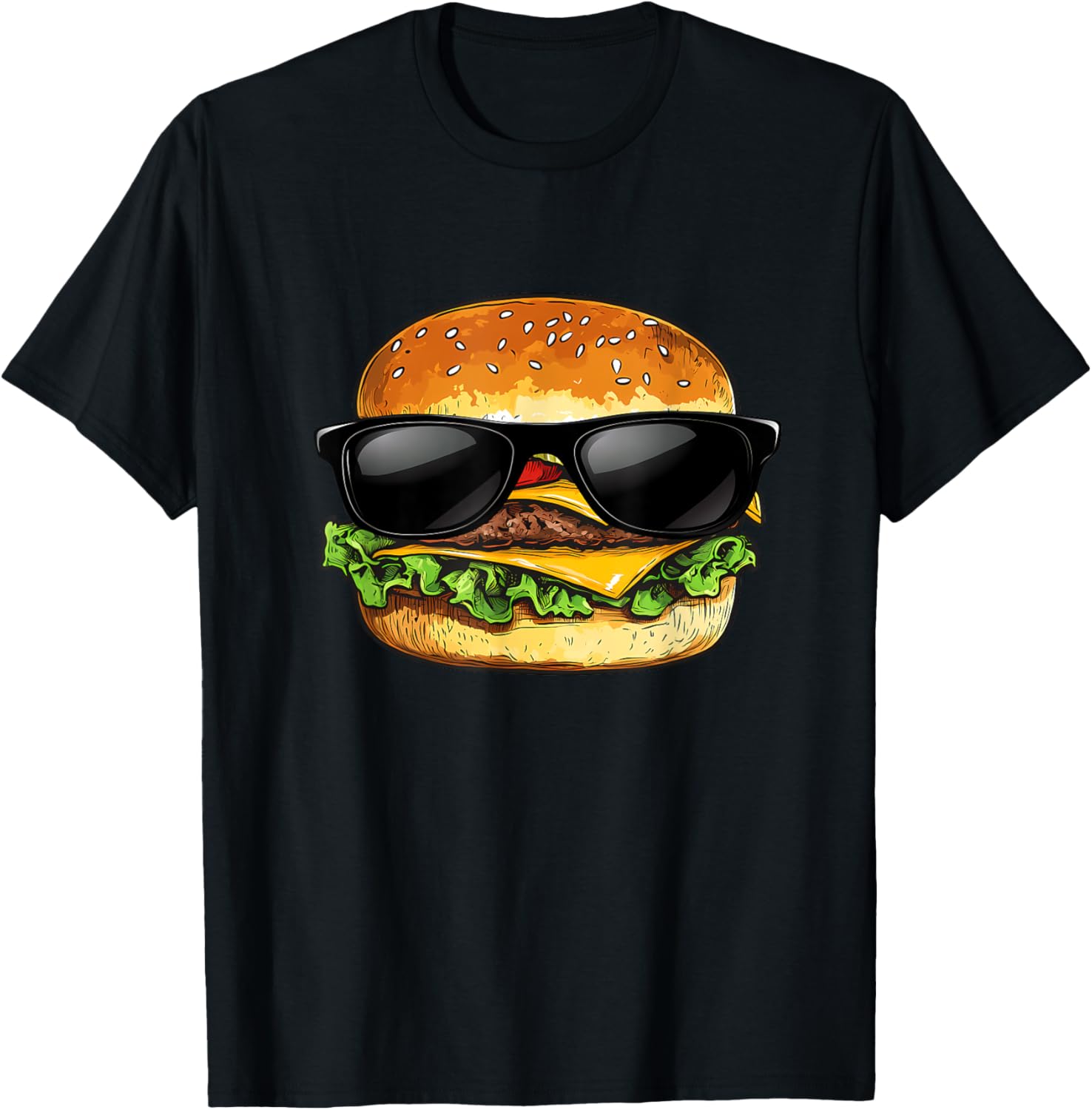 Funny Hamburger Sunglasses Cheese BBQ T-Shirt for Food Lovers - 25