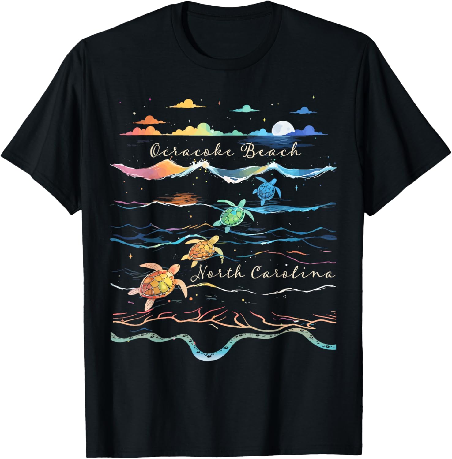 Ocracoke Beach NC Sea Turtle Lover T-Shirt for Beach Enthusiasts - 1