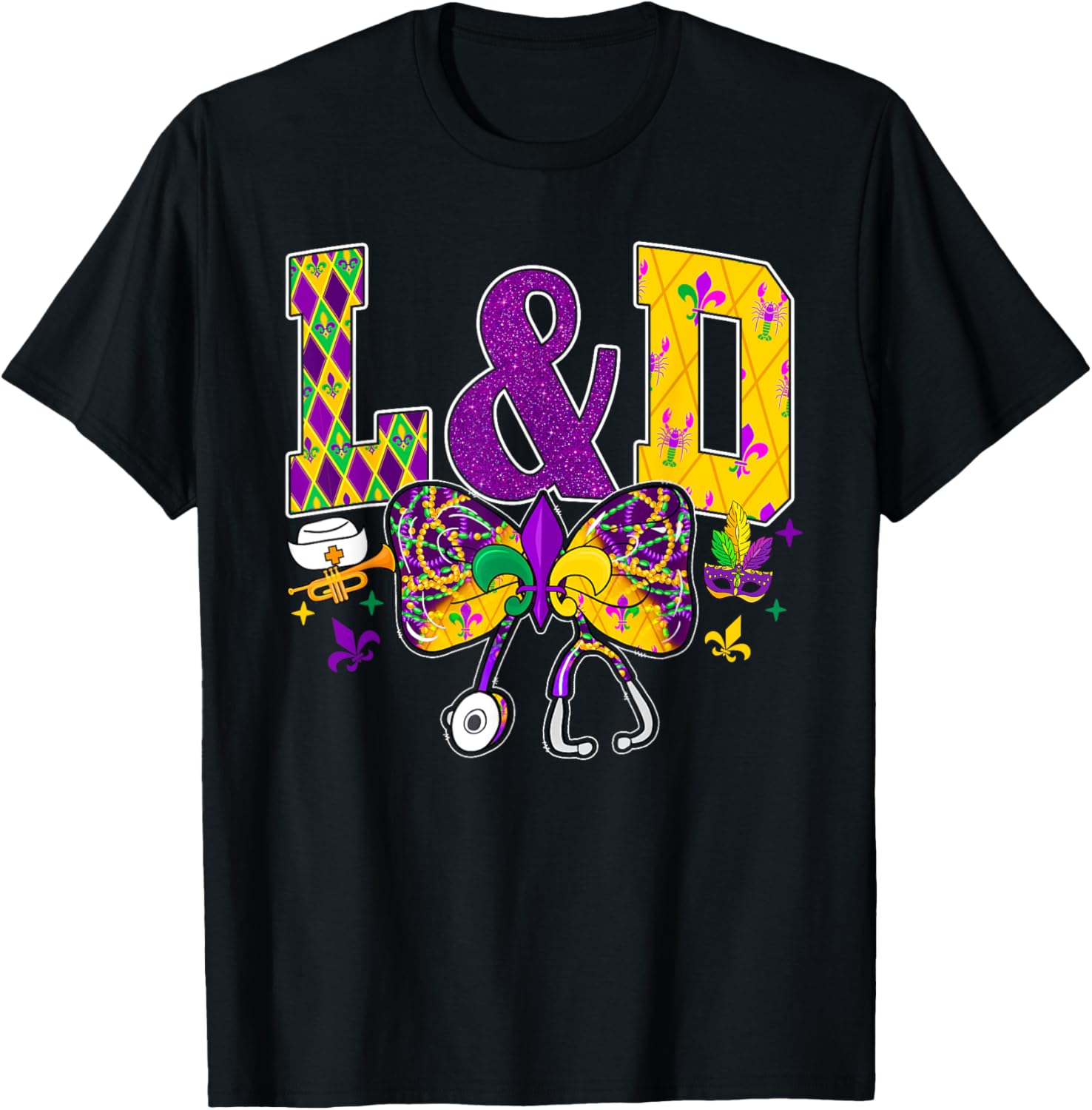 Funny Mardi Gras Coquette Bow T-Shirt for Men and Women Carnival Fun - 2