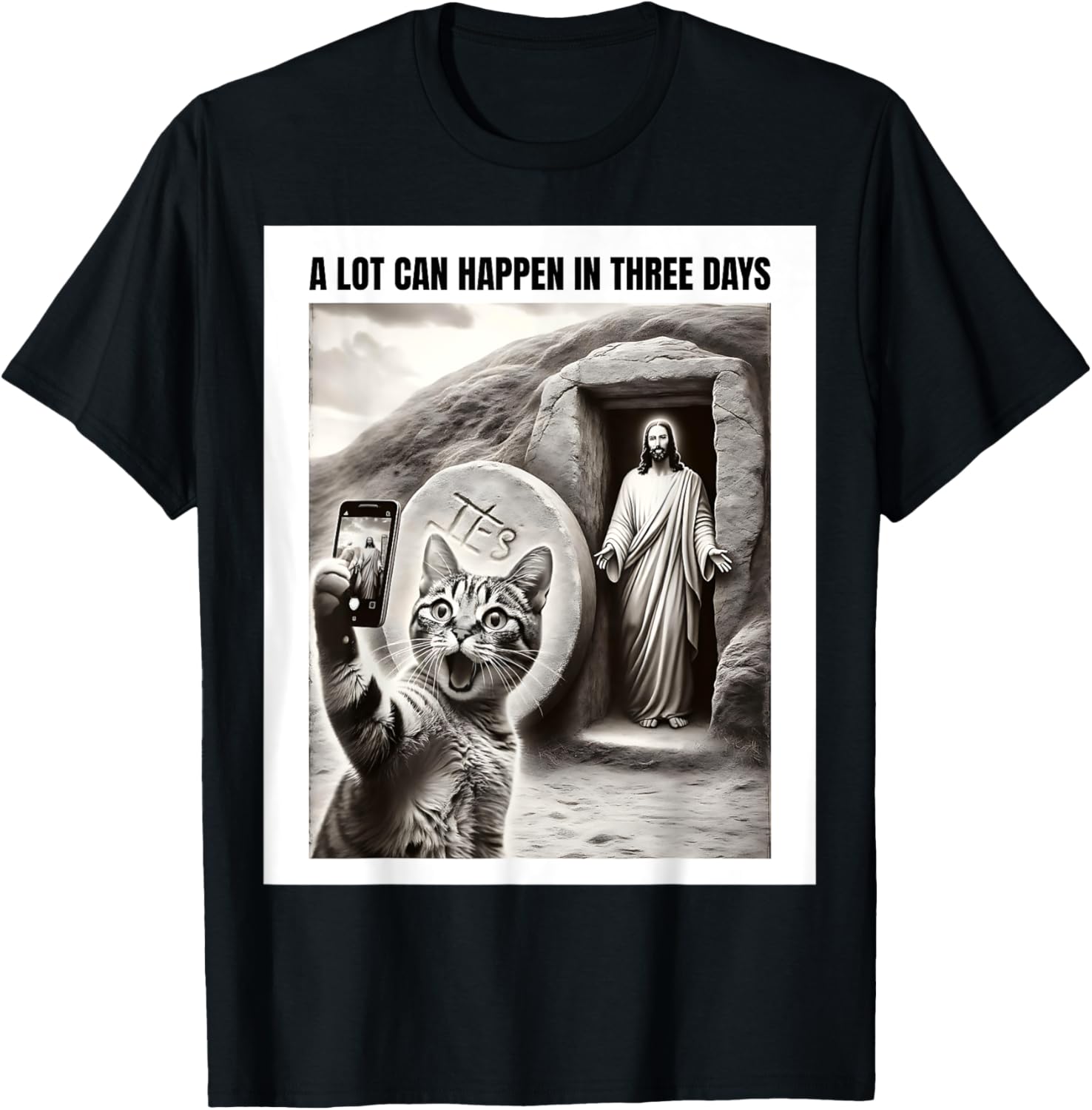 Easter Meme Cat Selfie T-Shirt for Men, Women, Kids – Fun Christian Apparel - 5