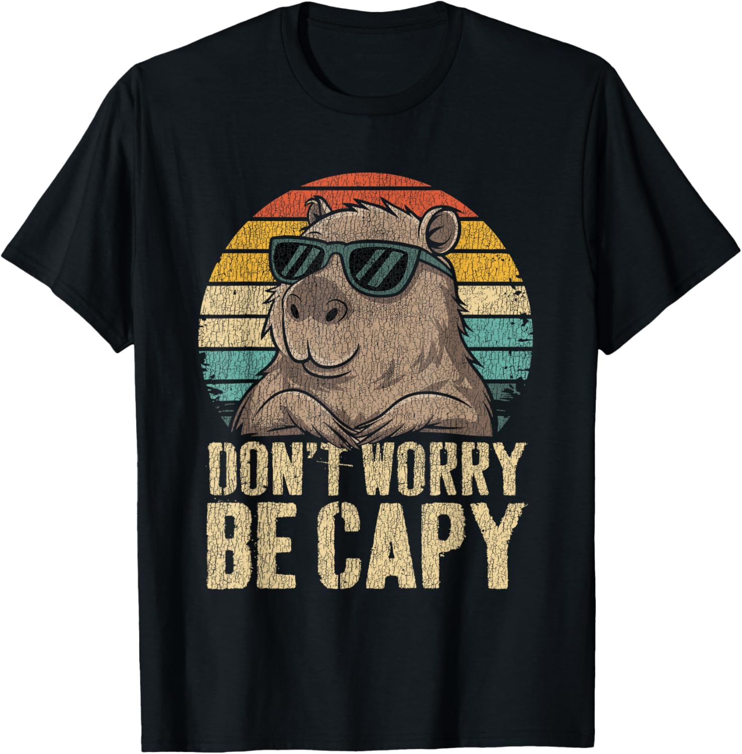 Dont Worry Be Capy Capybara Funny Retro T-Shirt for All Ages - 2
