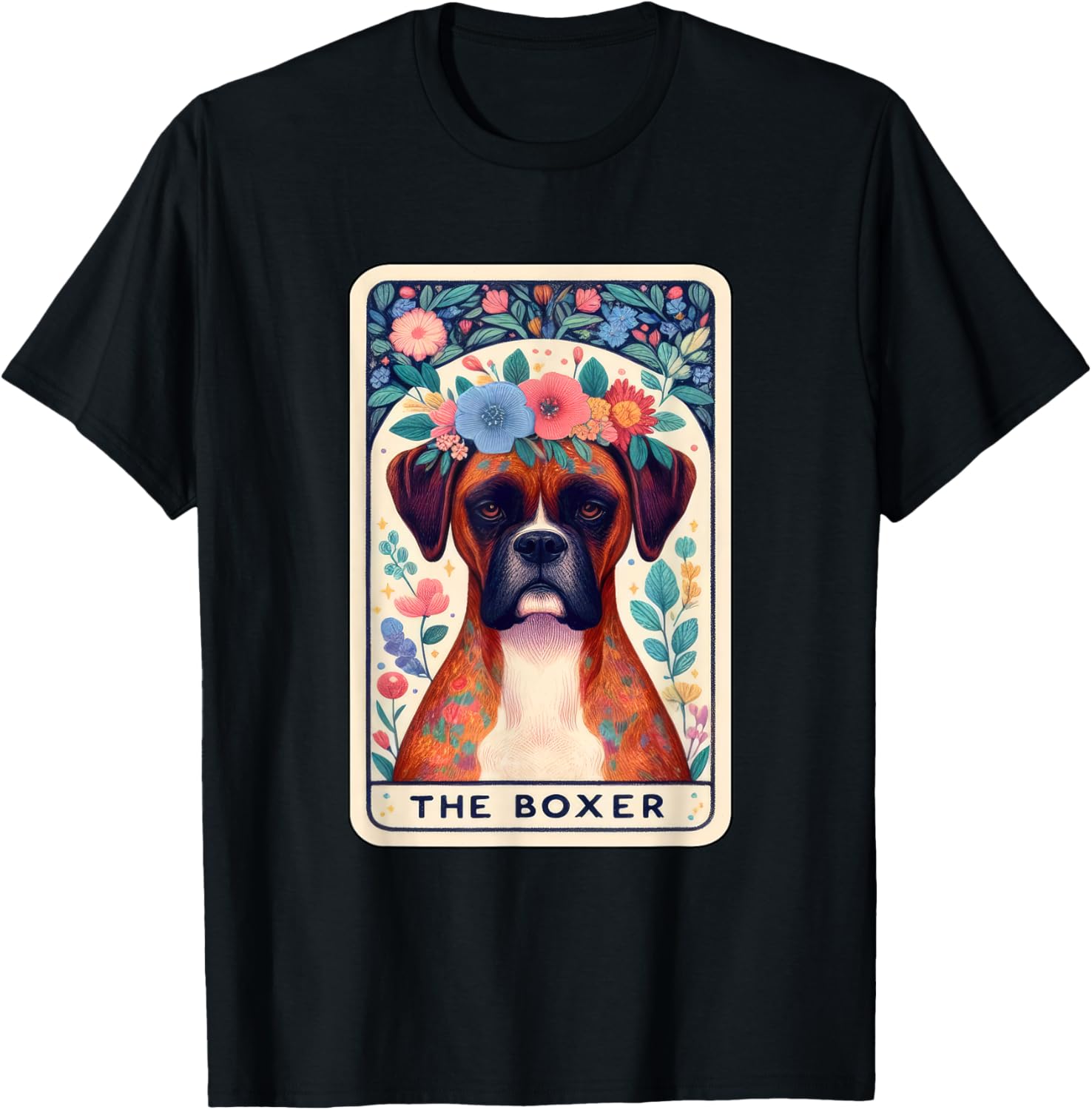Boxer Dog Tarot Floral Star Moon T-Shirt for Men Women Kids - 2