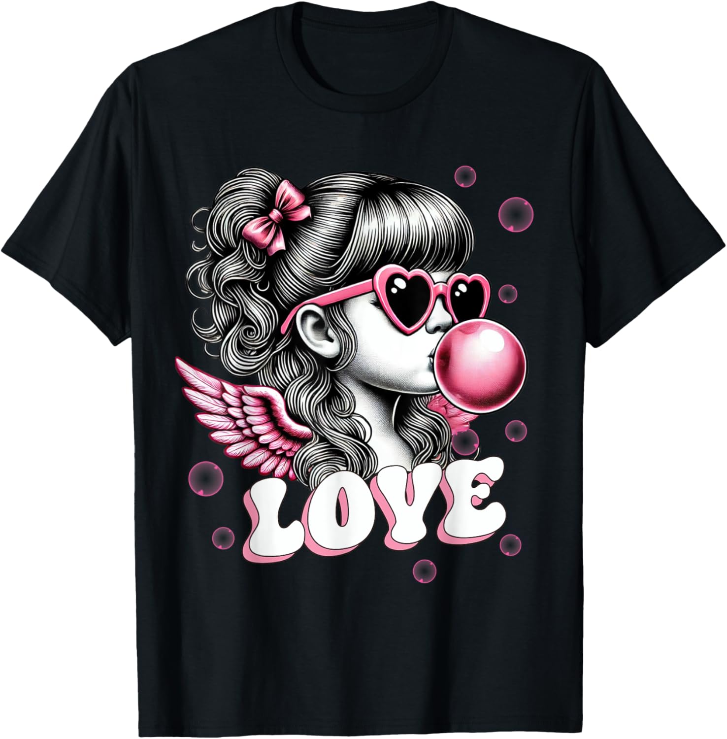 Cute Vintage Cupid Blowing Bubble T-Shirt for Retro Valentine's Day - 1