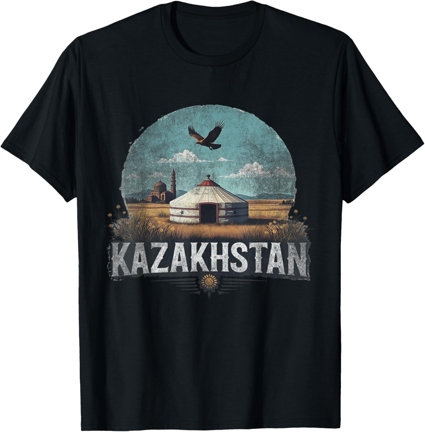 Retro Kazakhstan Landscape Vintage T-Shirt Perfect Travel Souvenir - 1