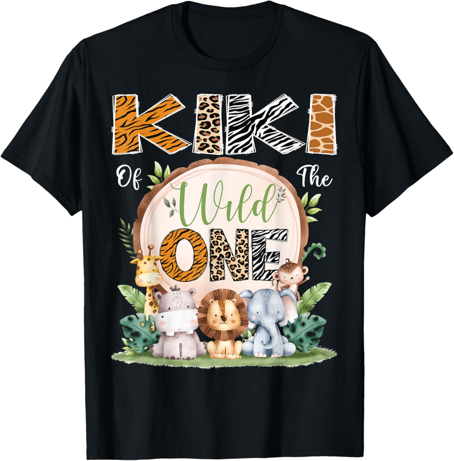 Kiki Of The Wild One 1st Birthday Safari T-Shirt for Baby Celebrations - 1