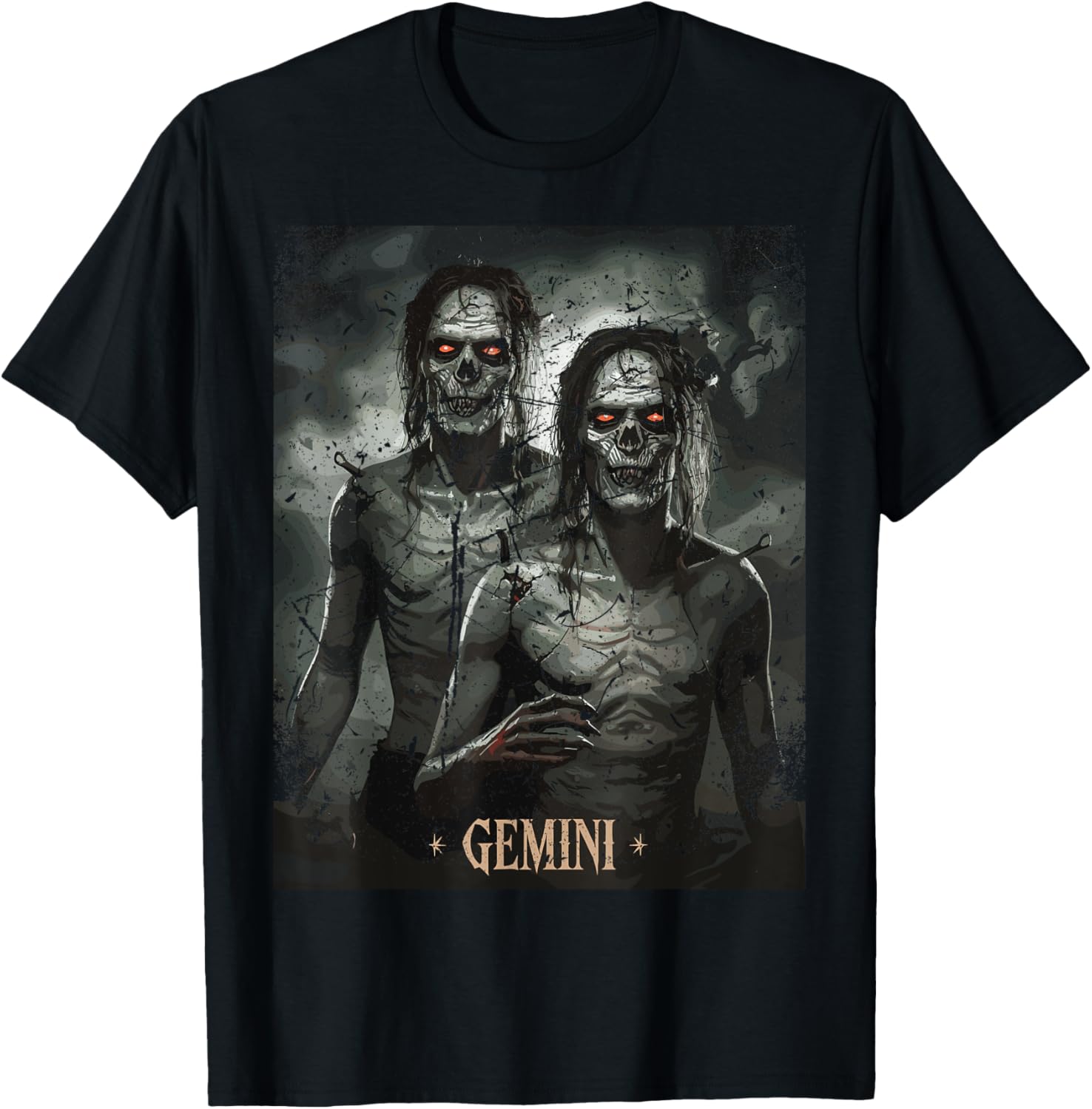 Zombie Gemini Twins Horror Zodiac T-Shirt for Unique Style Lovers - 1
