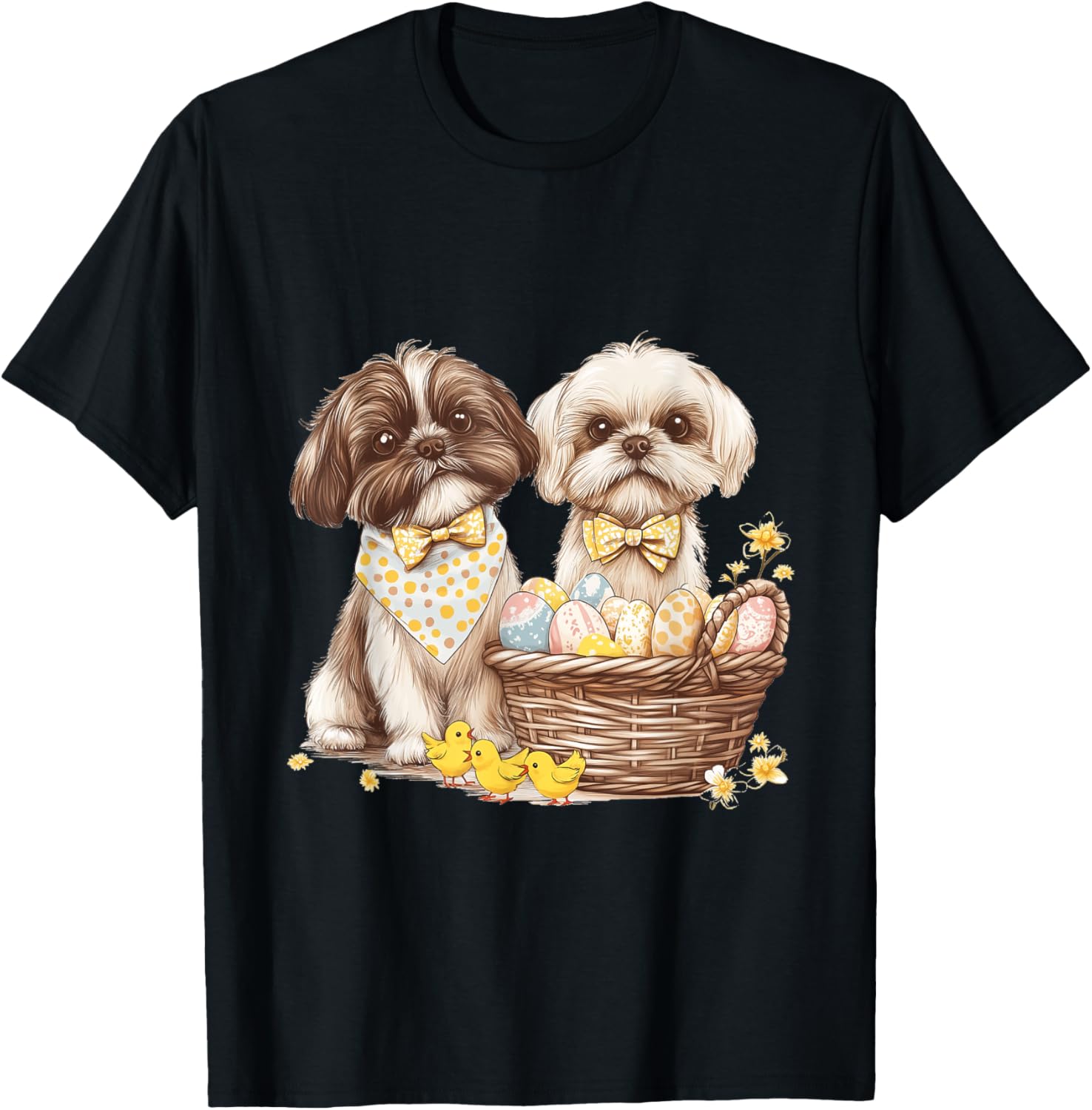 Happy Easter Shih Tzu Dog T-Shirt with Eggs and Chicks for Fun Celebrations - 3
