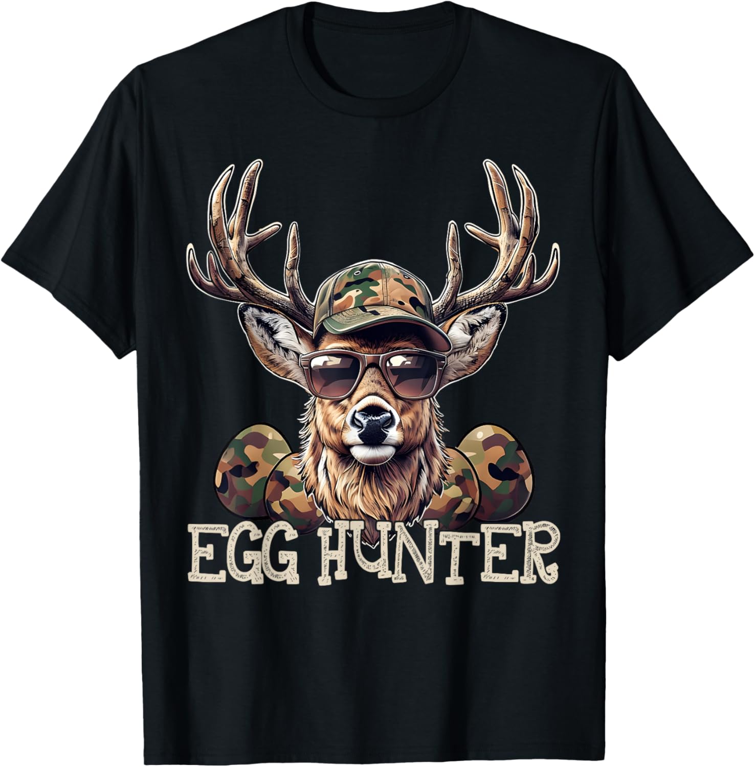 Egg Hunter Deer Camo Cap Boys T-Shirt Perfect for Easter and Hunting - 10