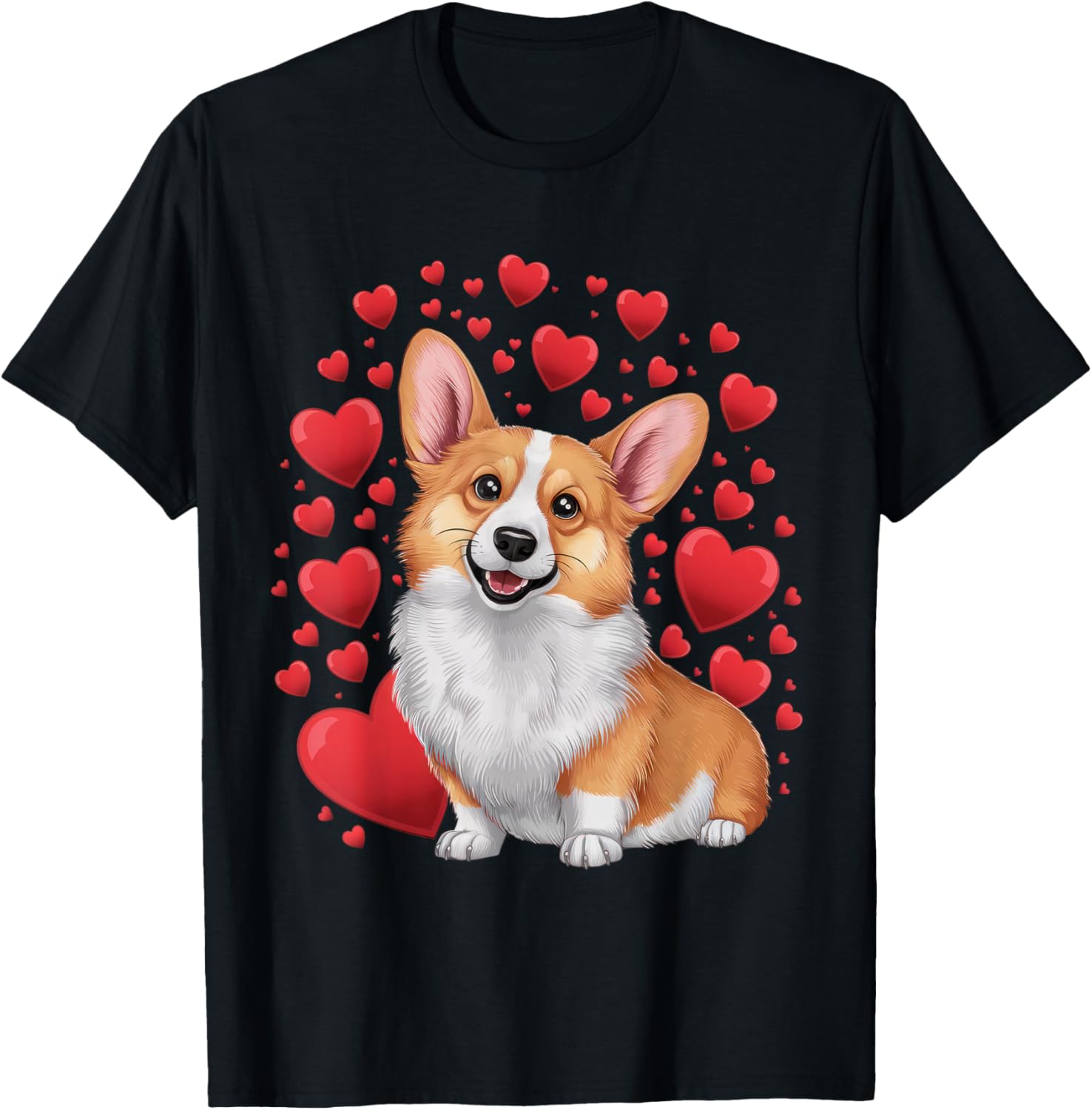 Corgi Dog Valentine's Day T-Shirt for Dog Lovers - Unisex Small Black Tee - 11