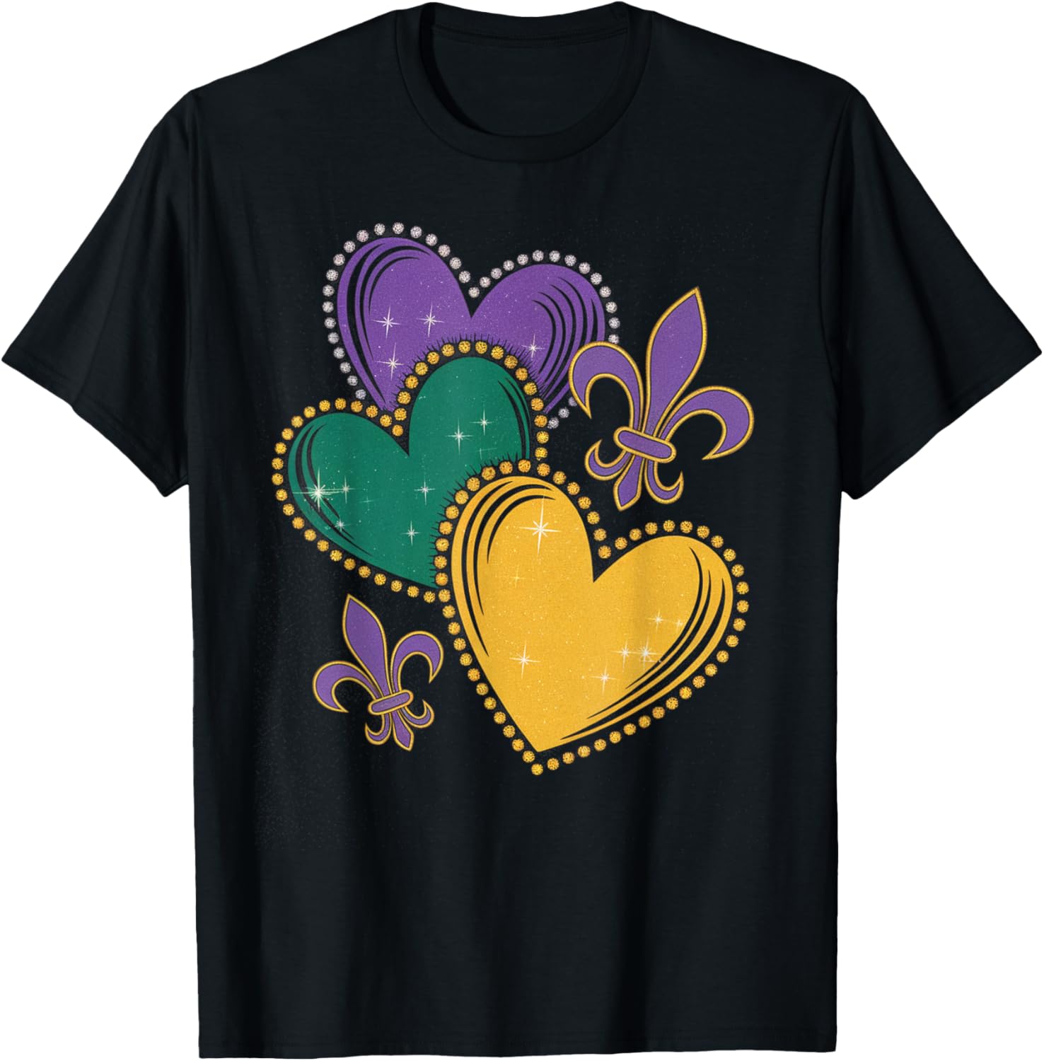 Mardi Gras Hearts T-Shirt for Women Girls and Kids - Fun Festive Apparel - 9