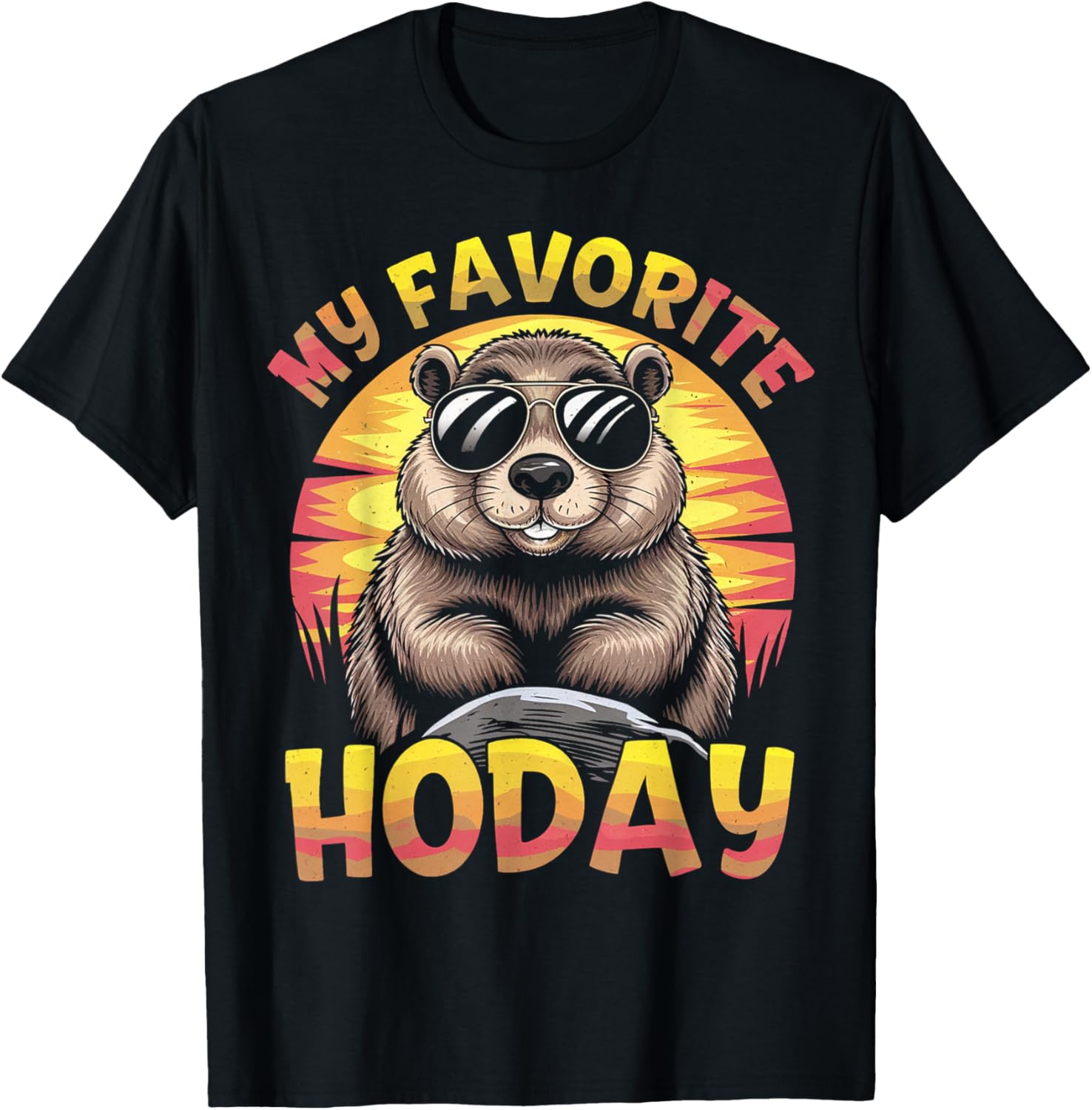 My Favorite Holiday Groundhog Day T-Shirt Featuring Woodchuck Design - 13