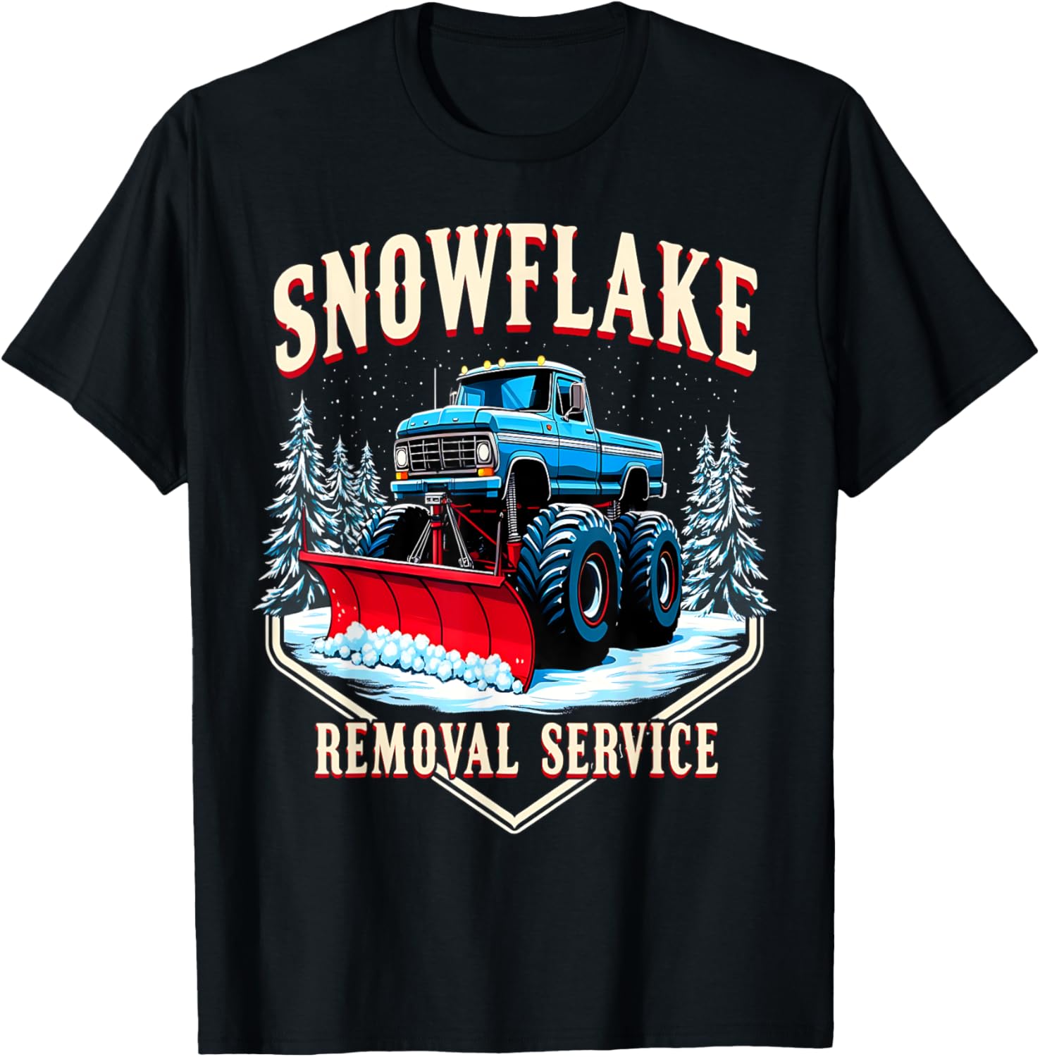 Monster Truck Snow Day Supporter T-Shirt for Snowflake Removal Fun - 4