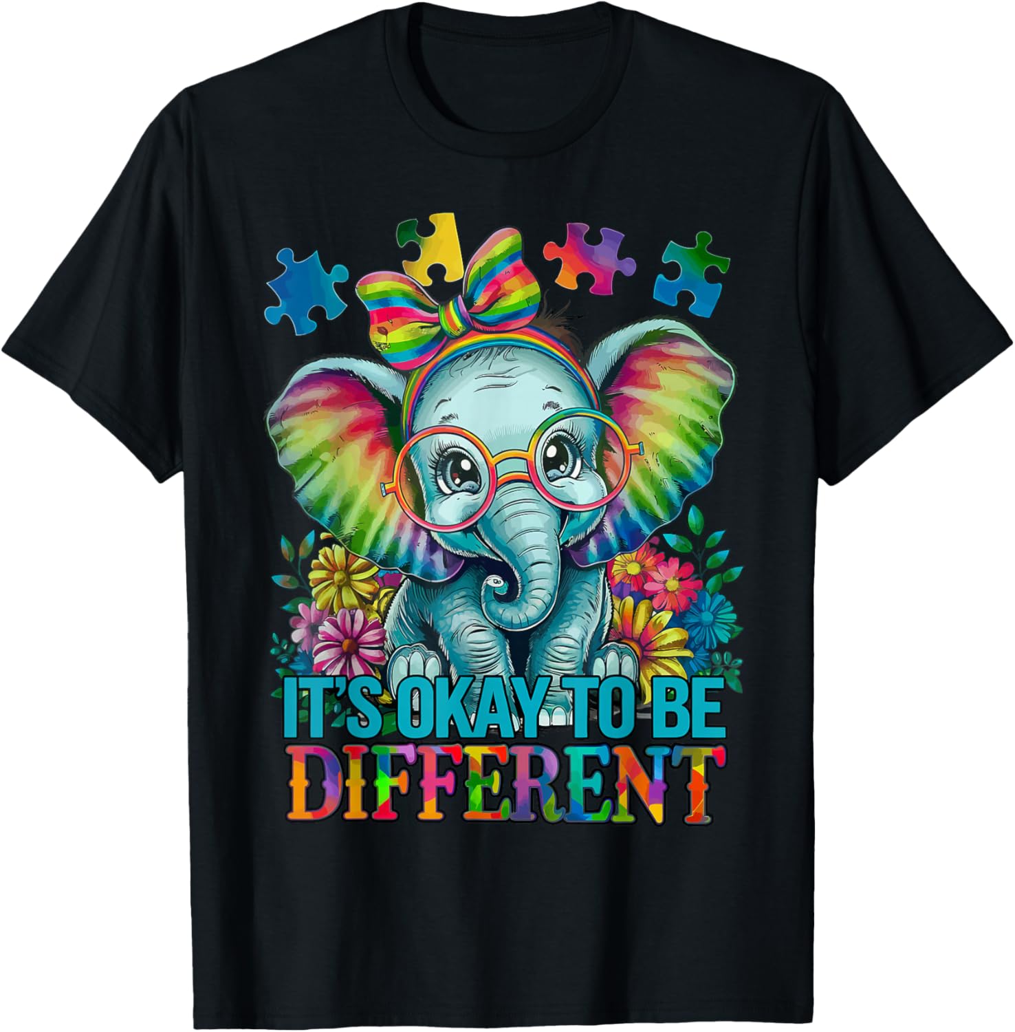 Cute Elephant Autism Awareness T-Shirt Embrace Differences in Style - 13