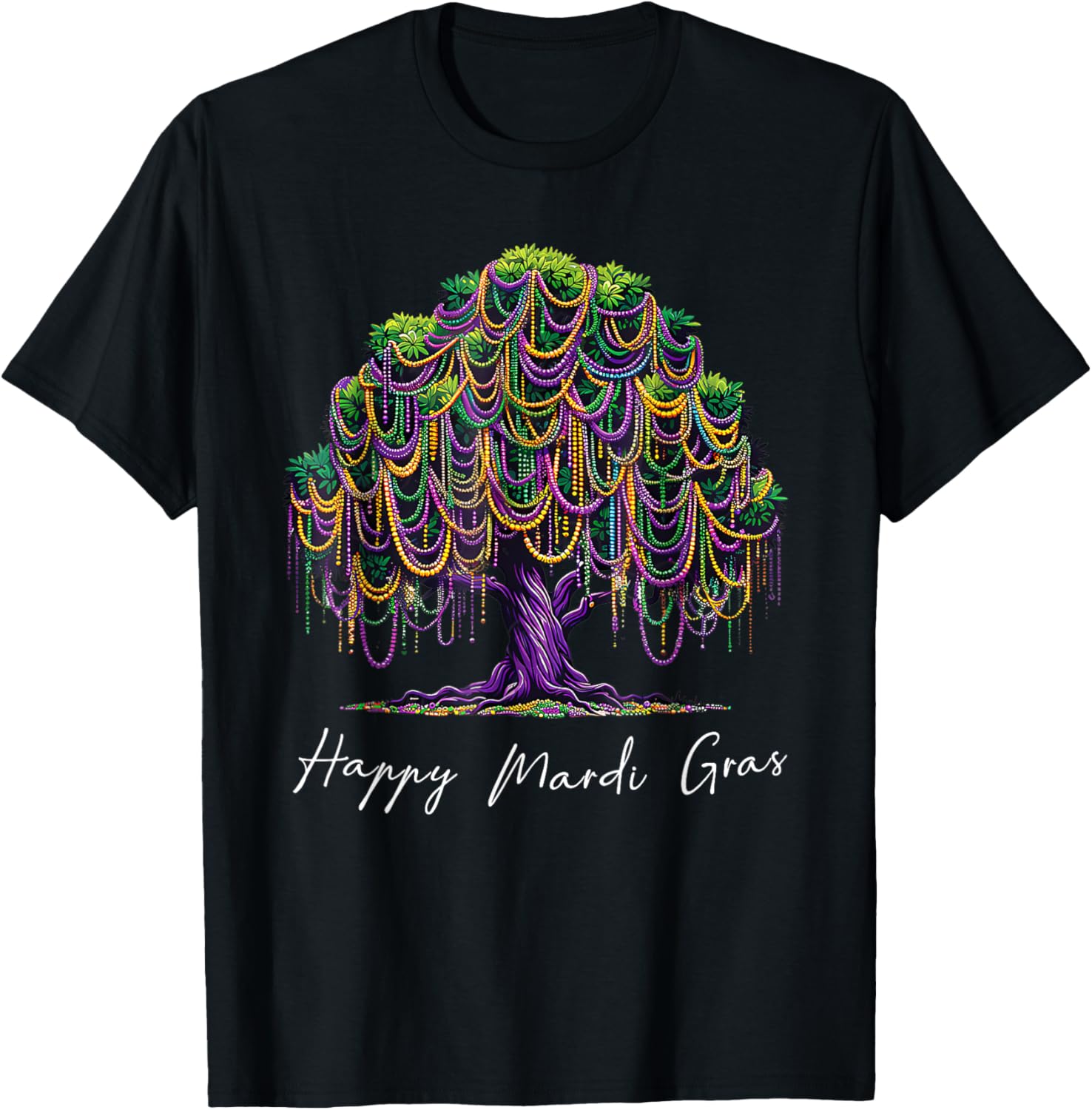 Mardi Gras Tree Beads T-Shirt for Men, Women, and Kids – Fat Tuesday Fun - 12