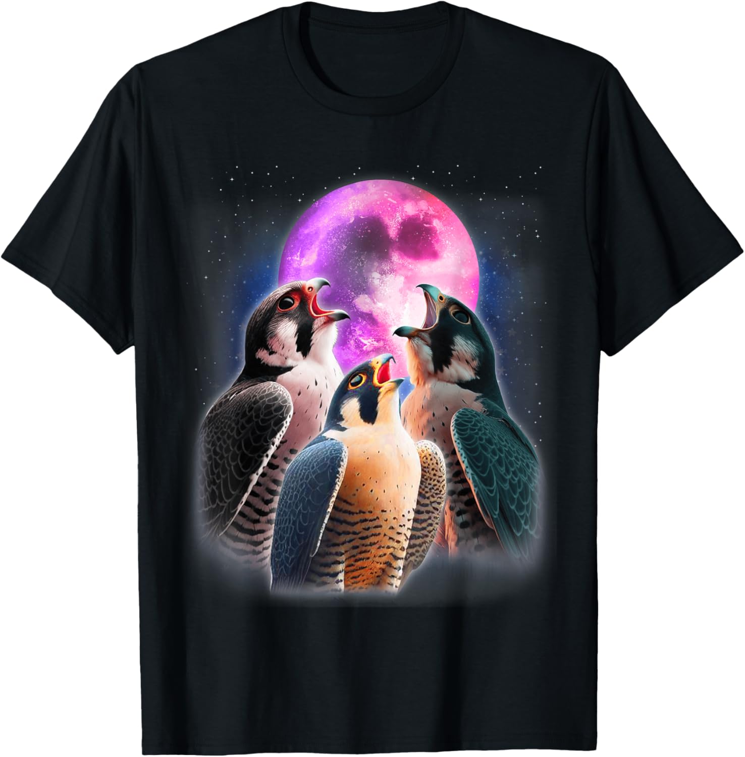 Funny Peregrine Falcon T-Shirt Howling at the Moon for Bird Lovers - 4