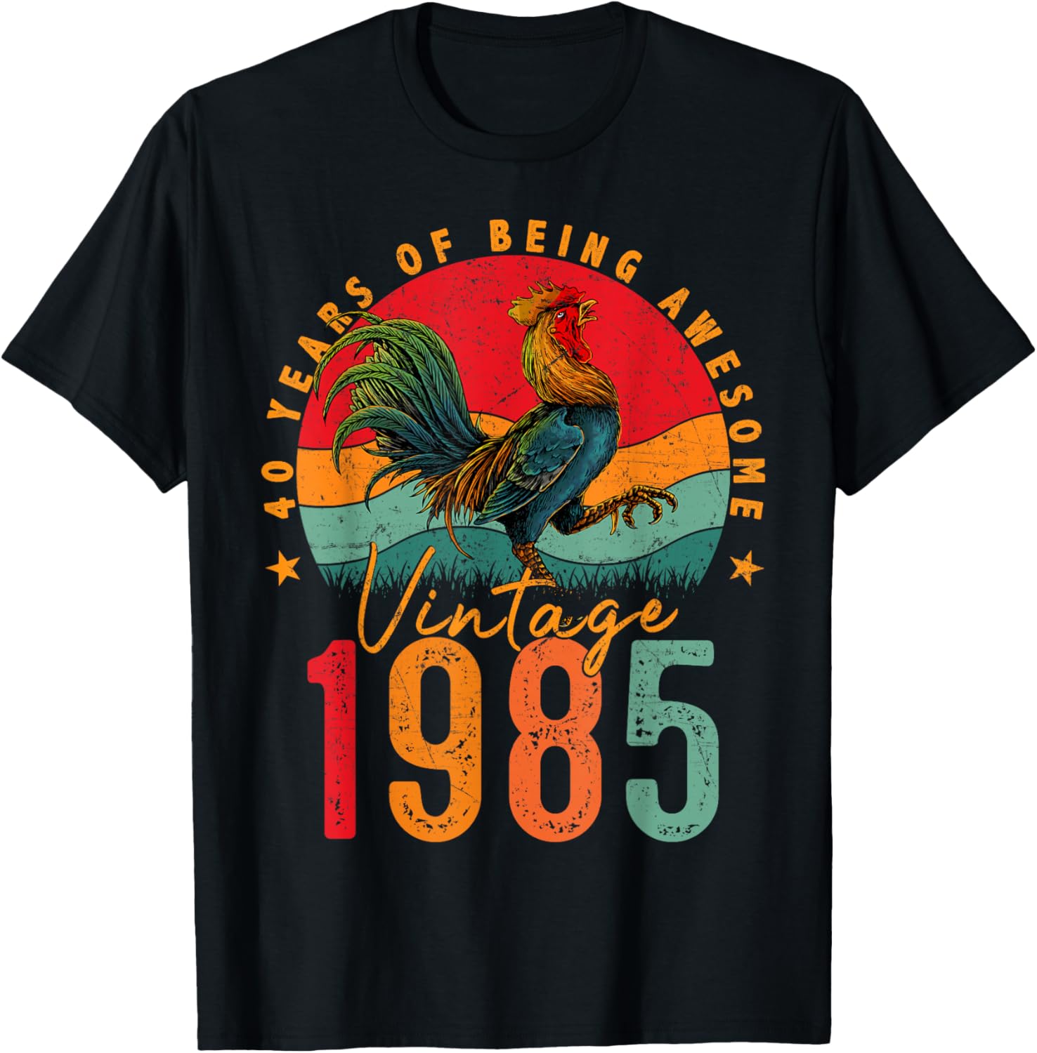 Vintage 1985 Chicken 40th Birthday Mens T-Shirt for 40 Year Old Gifts - 25