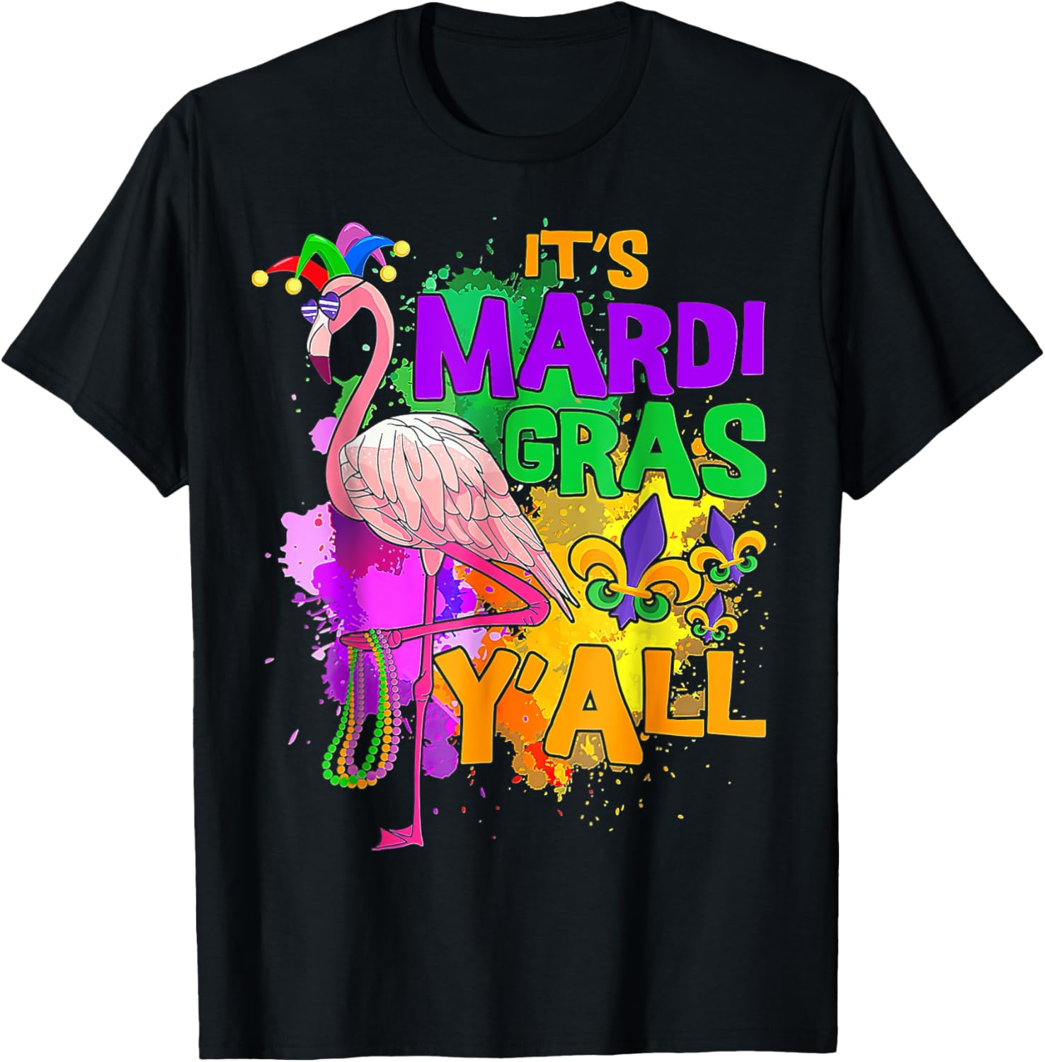 Flamingo Mardi Gras Carnival Party T-Shirt for Fun Festive Celebrations - 5
