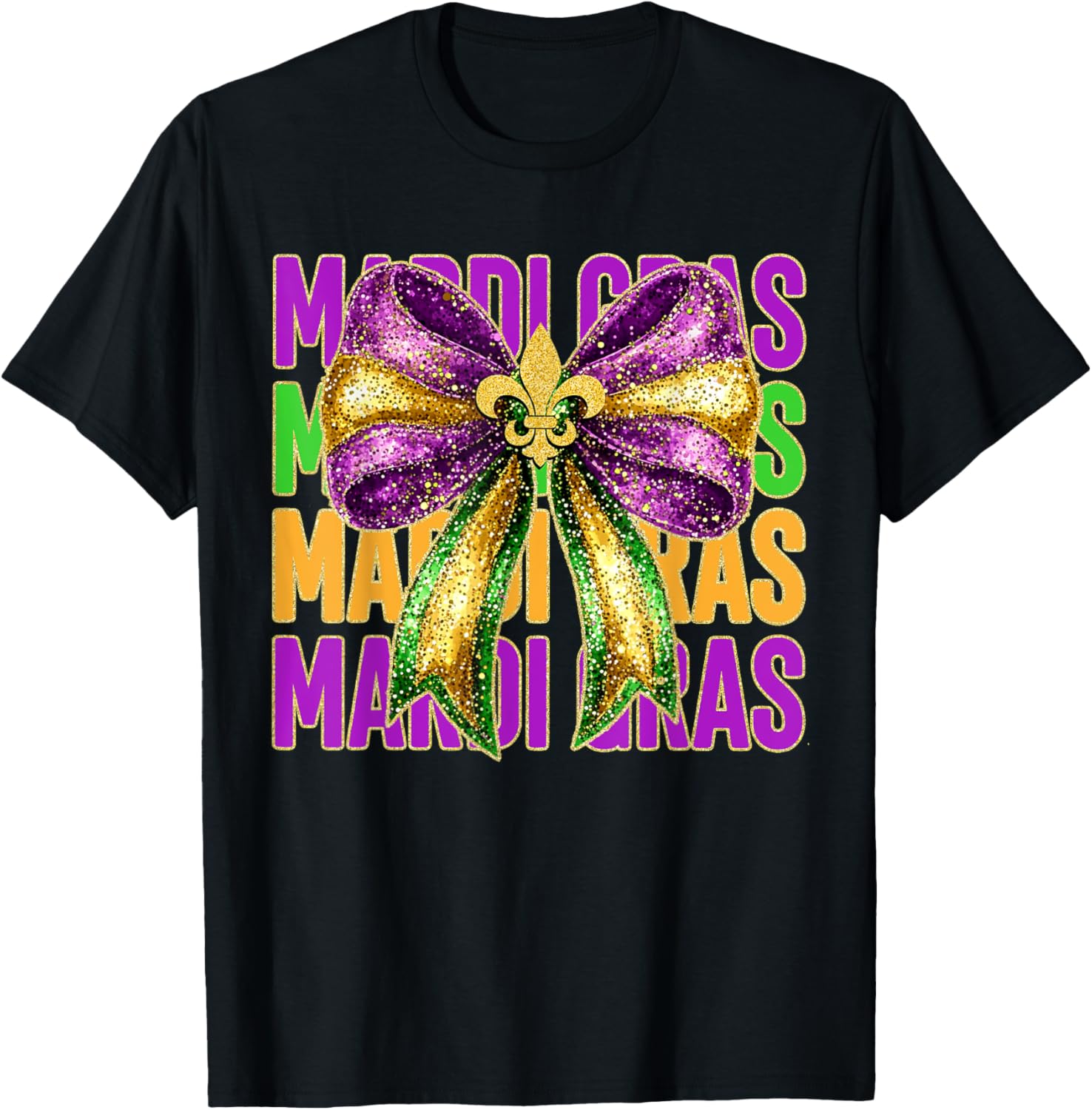 Mardi Gras Coquette Bow Women's T-Shirt for Fat Tuesday Celebrations - 12