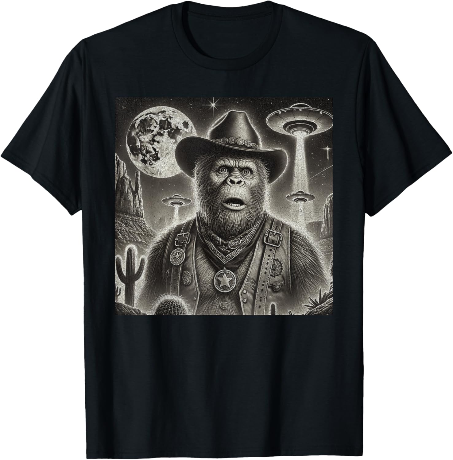 Bigfoot UFO Selfie T-Shirt for Fun Loving Alien Enthusiasts - 7
