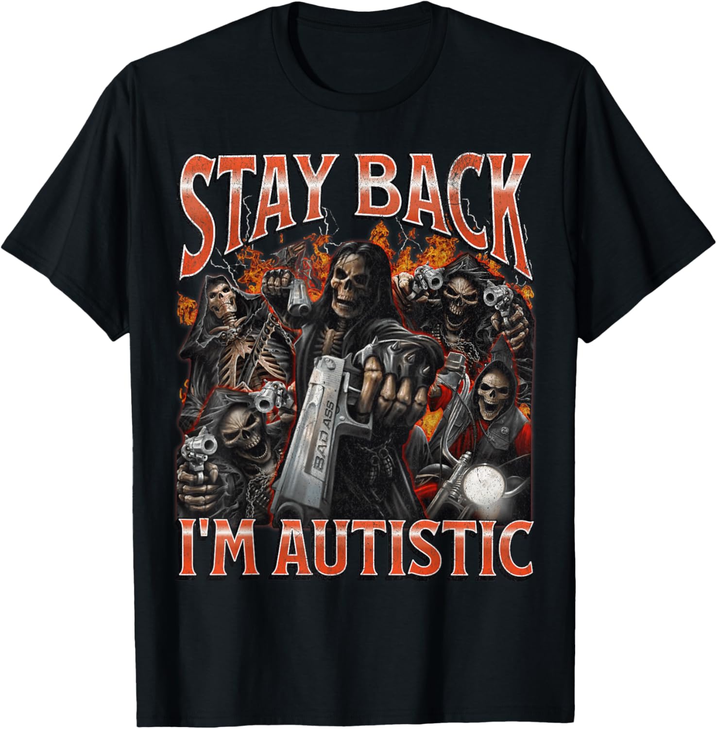 Funny Autistic Skeleton Meme Graphic T-Shirt for Unique Style and Comfort - 26